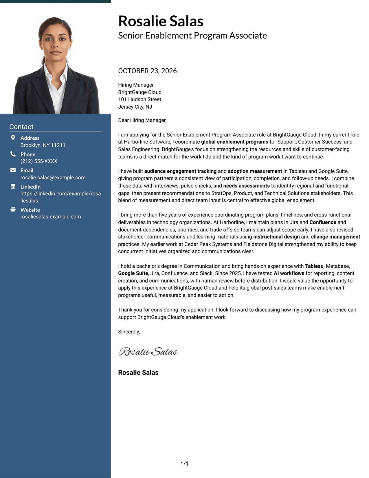 Cover letter example — page 1