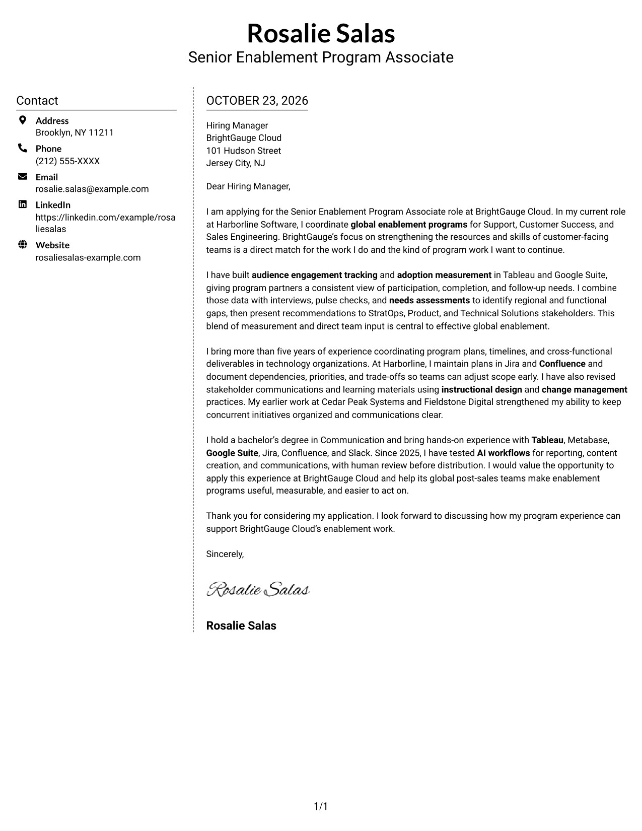 Cover letter example — page 1