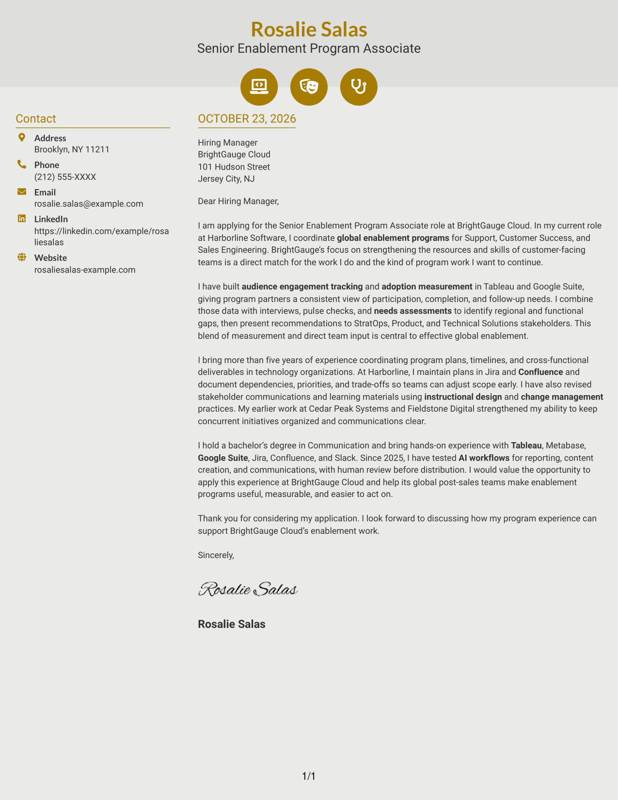 Cover letter example — page 1