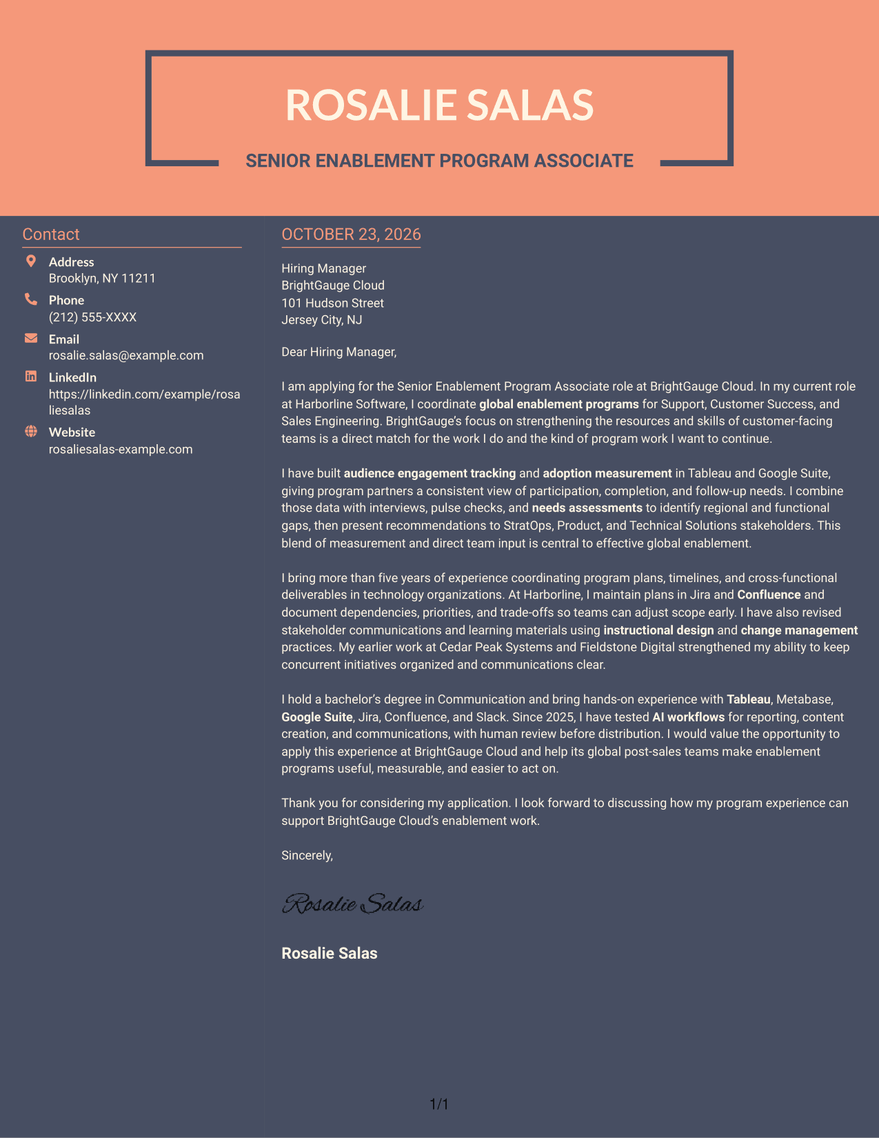 Cover letter example — page 1