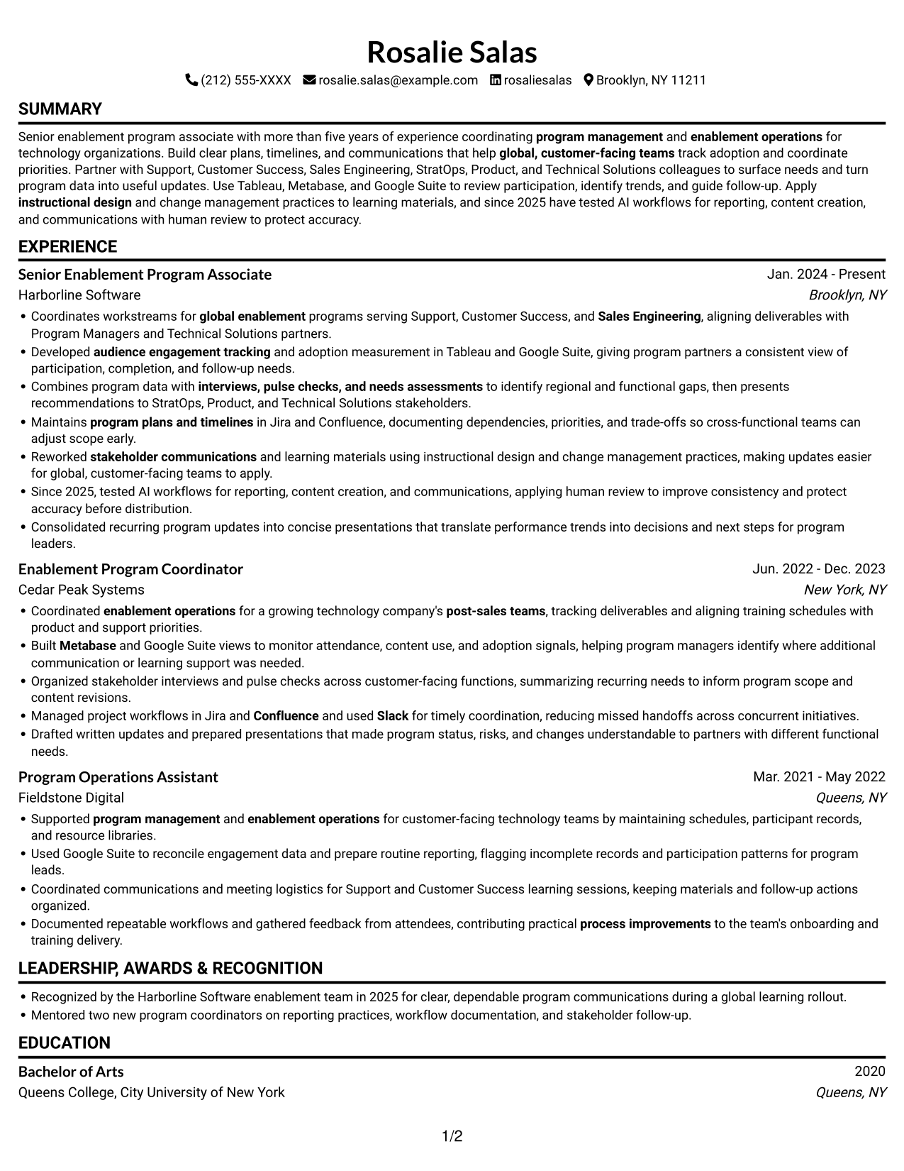 Resume example — page 1