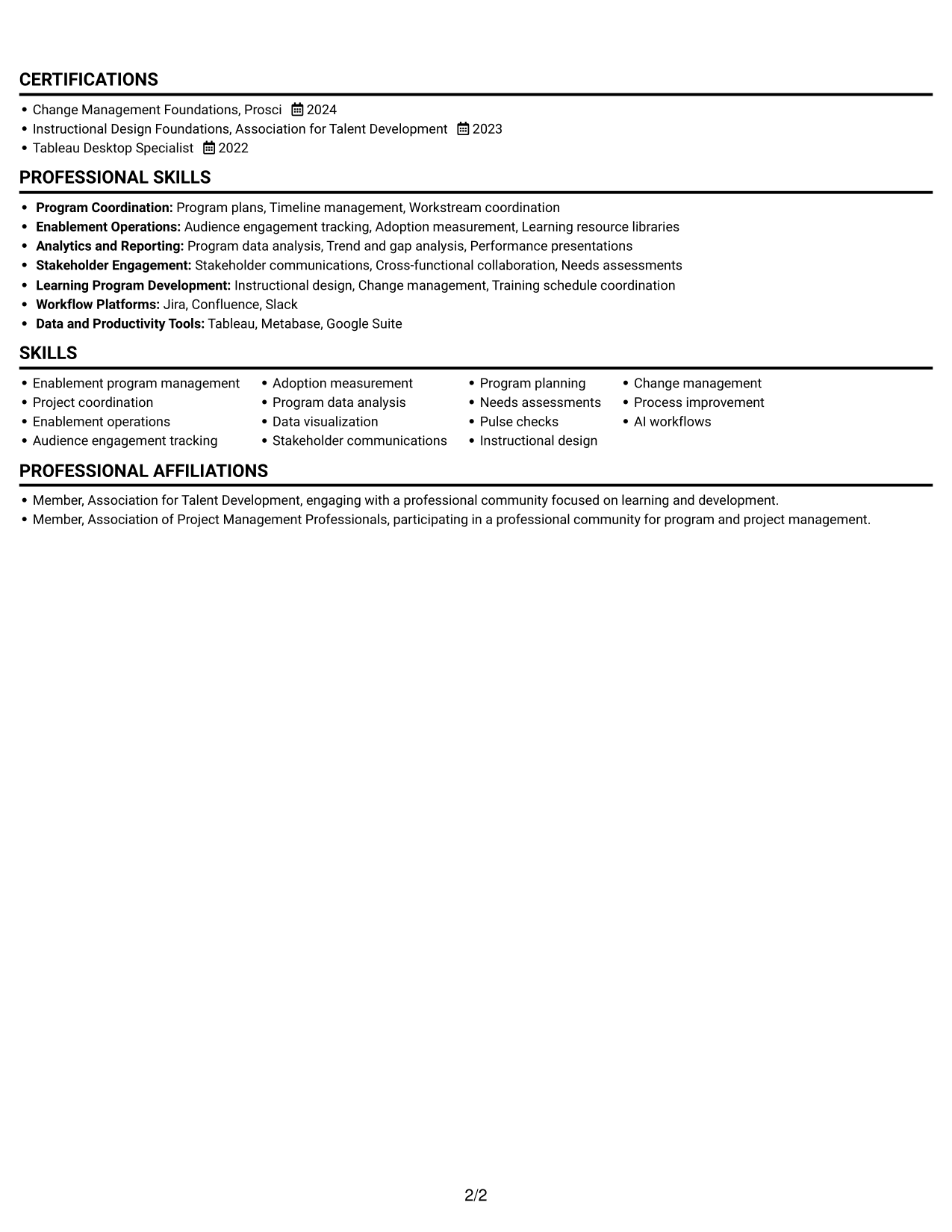 Resume example — page 2