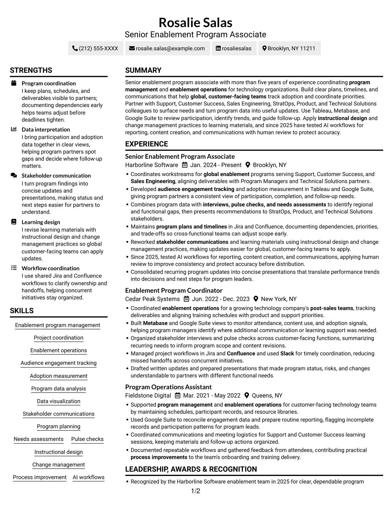 Resume example — page 1