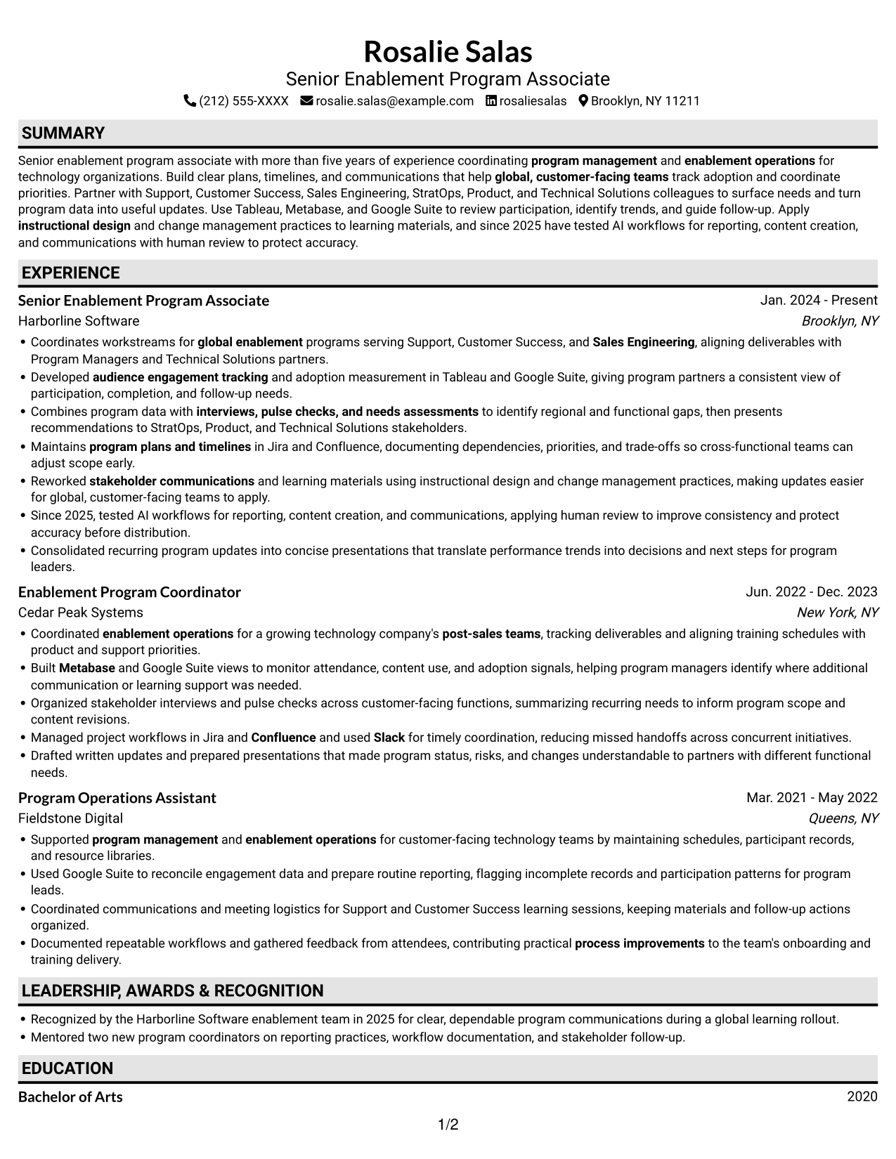 Resume example — page 1