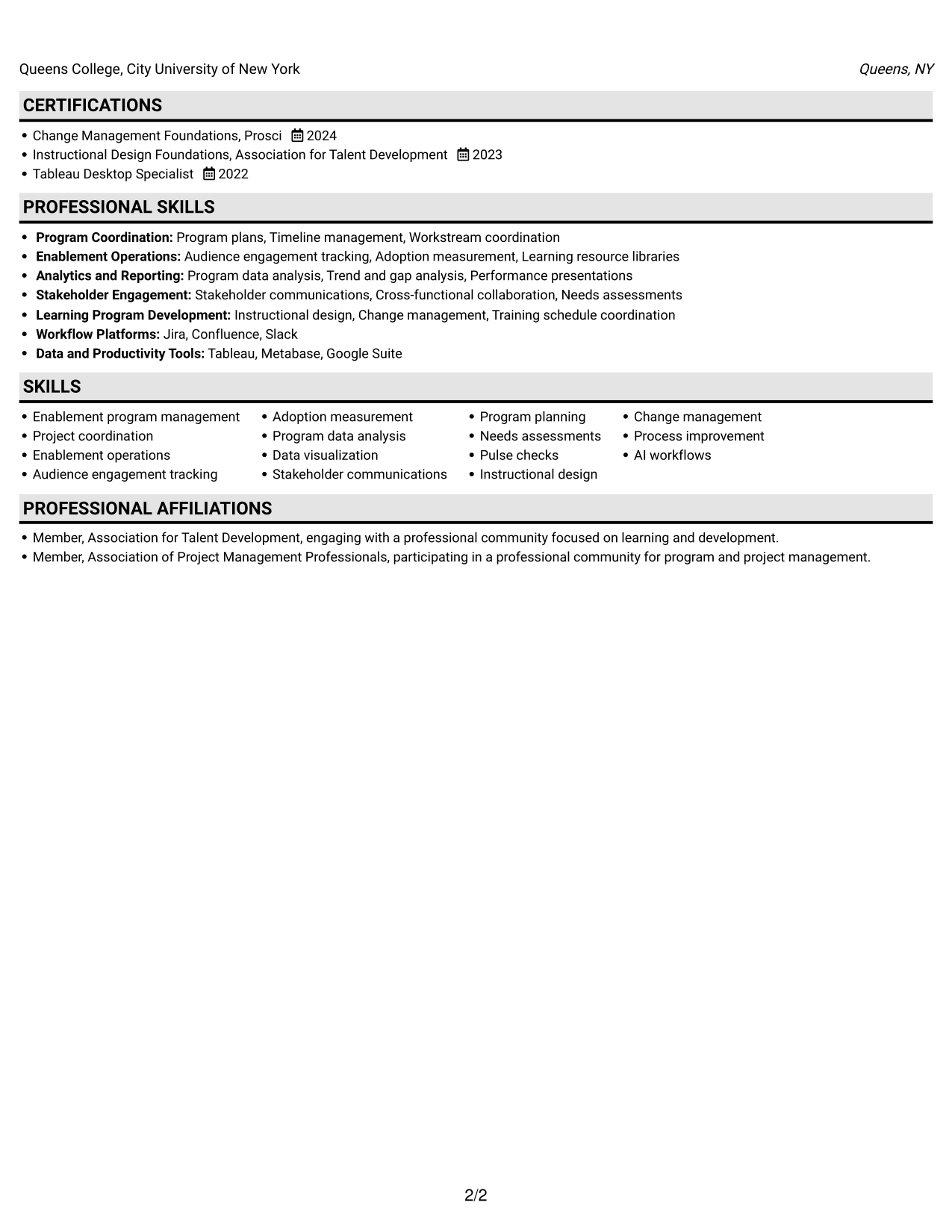 Resume example — page 2