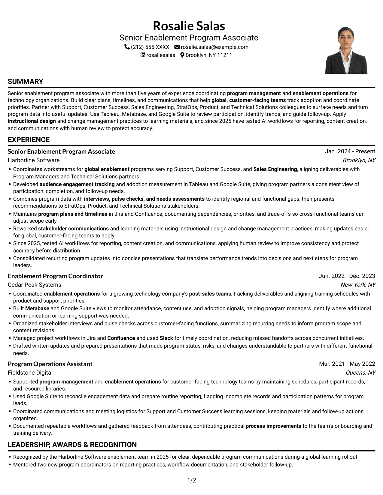 Resume example — page 1