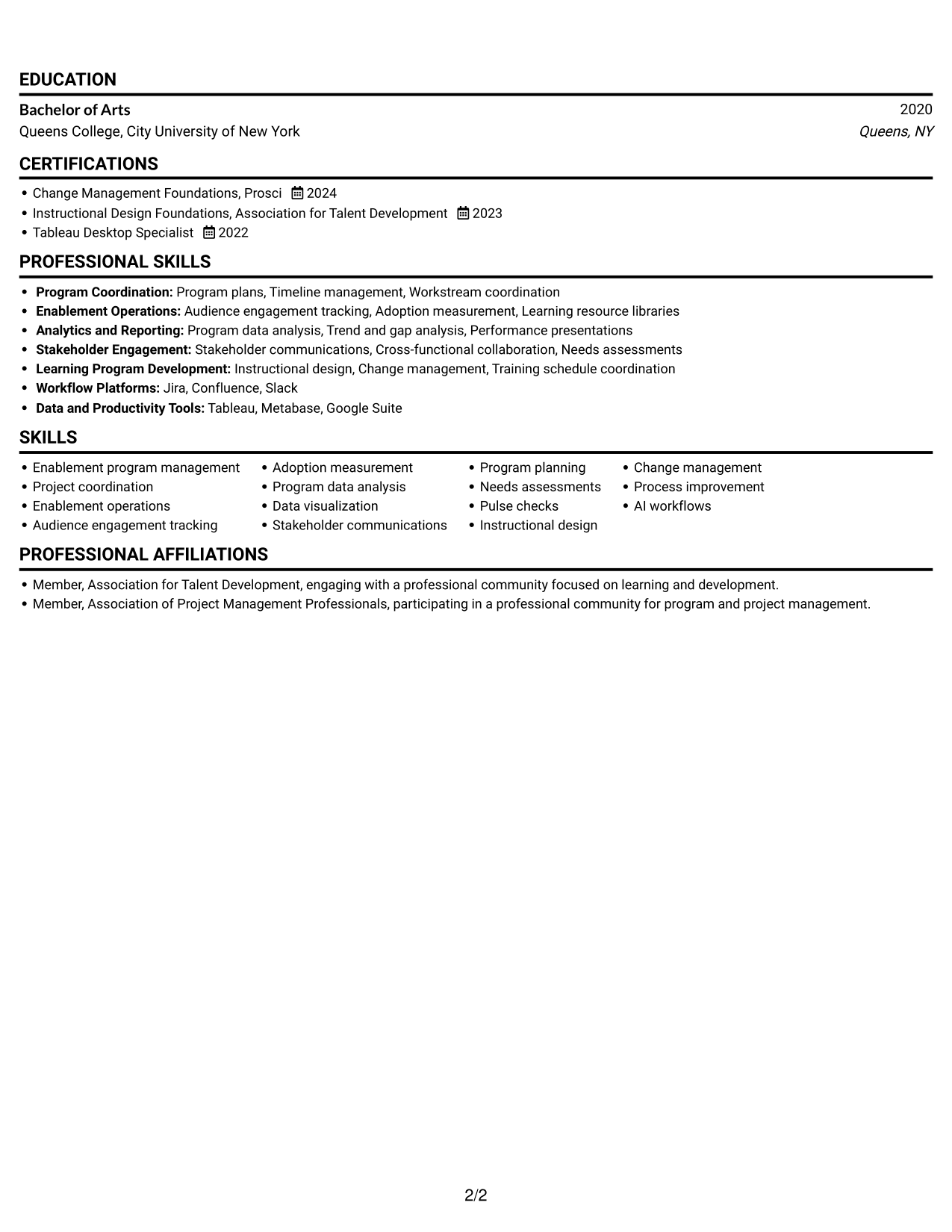 Resume example — page 2