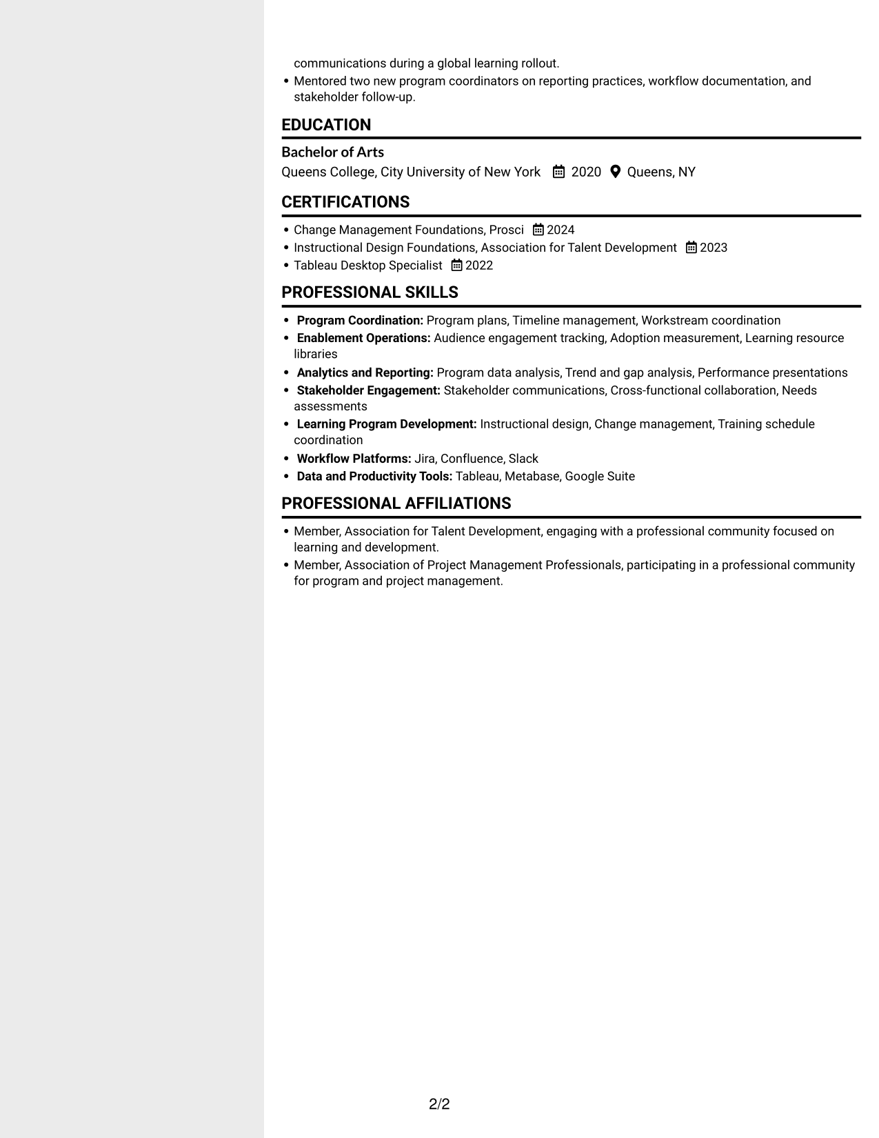 Resume example — page 2