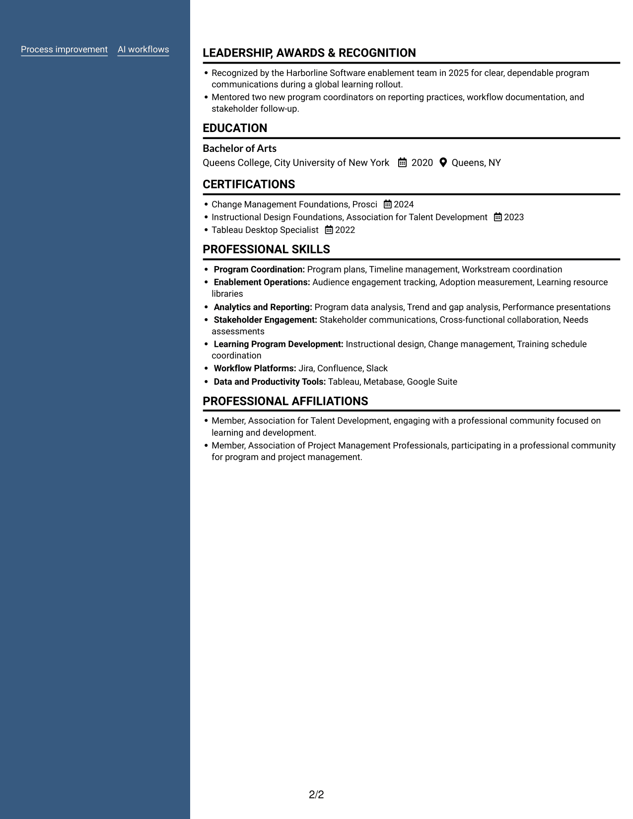 Resume example — page 2