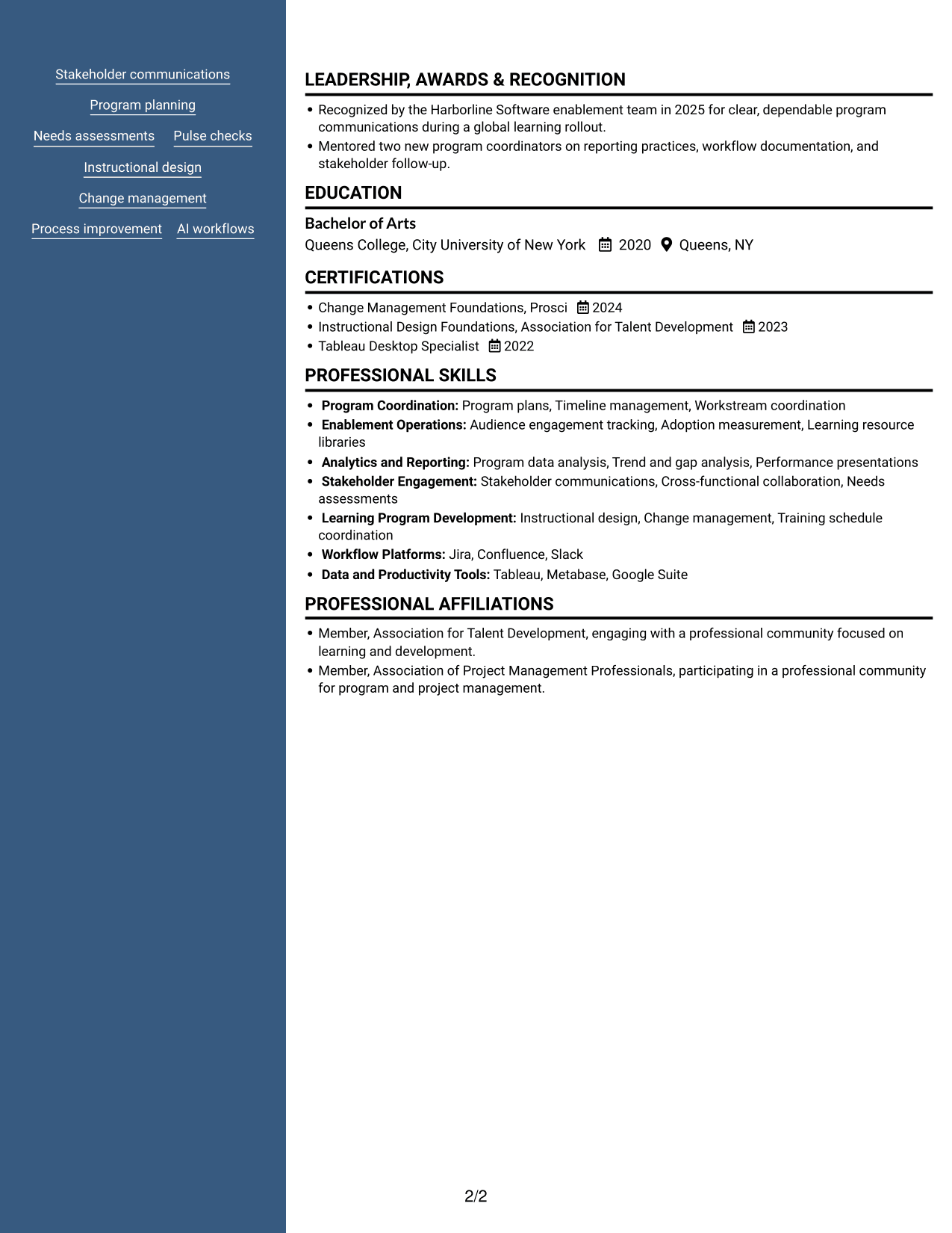 Resume example — page 2