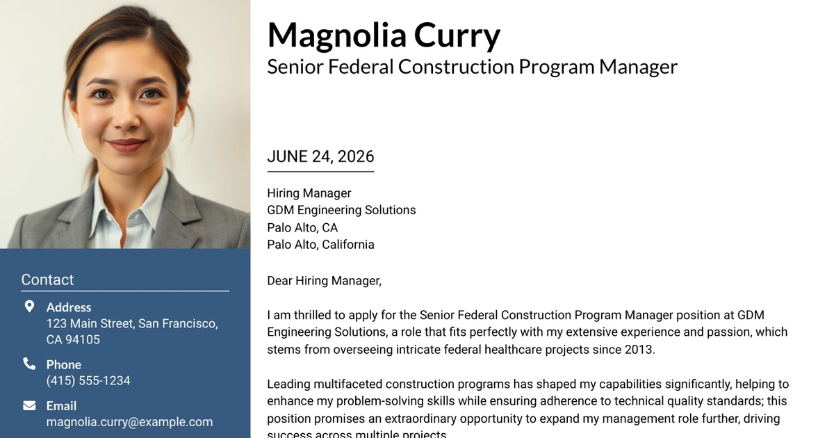 30+ Senior Federal Construction Program Manager Cover Letter Templates with Example 2026