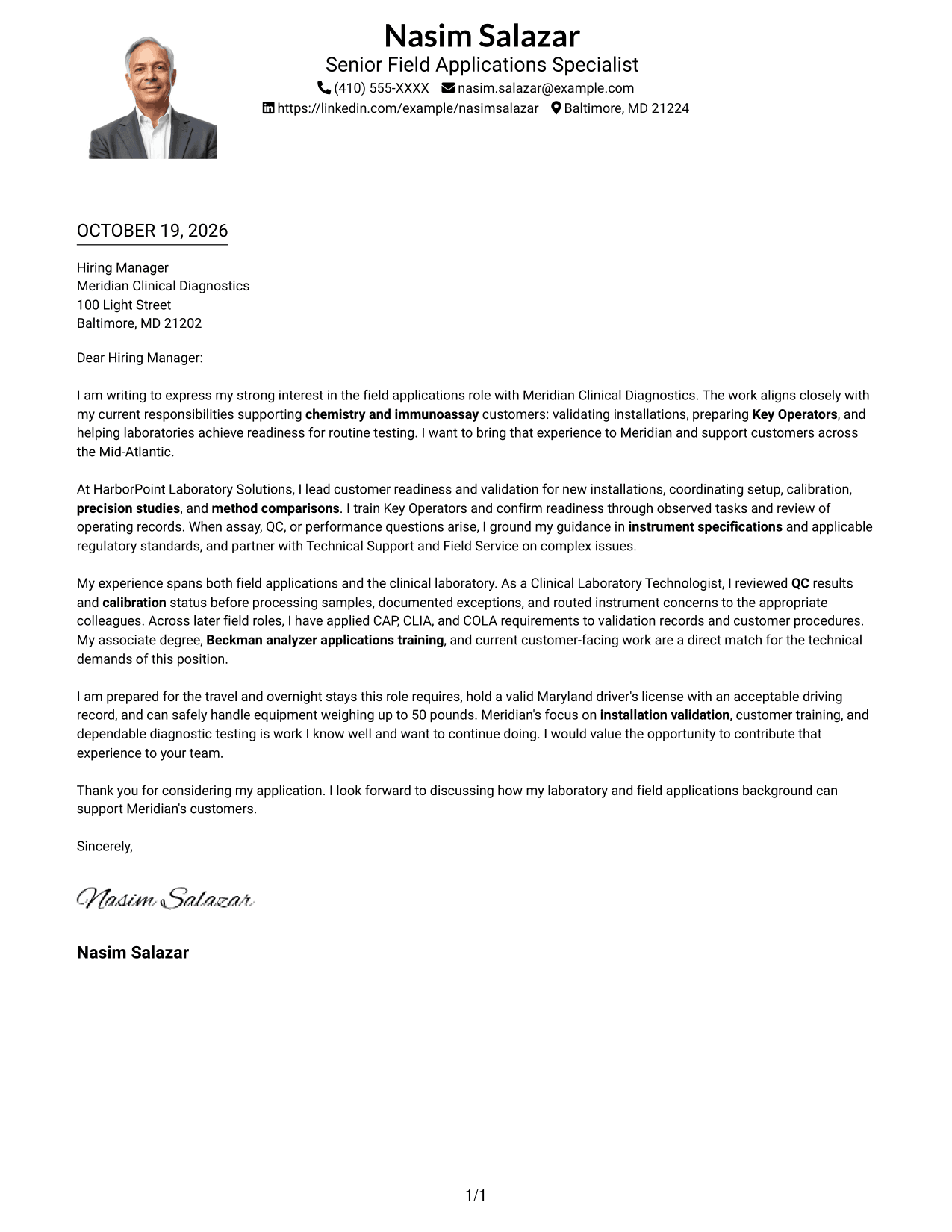 Cover letter example — page 1