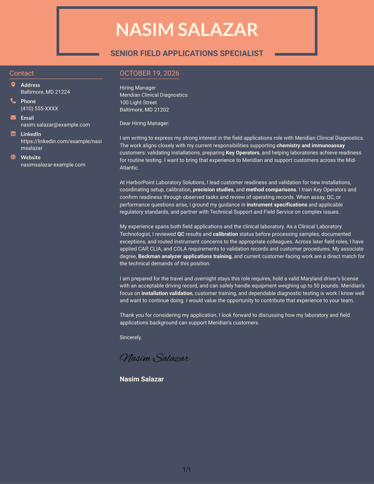 Cover letter example — page 1