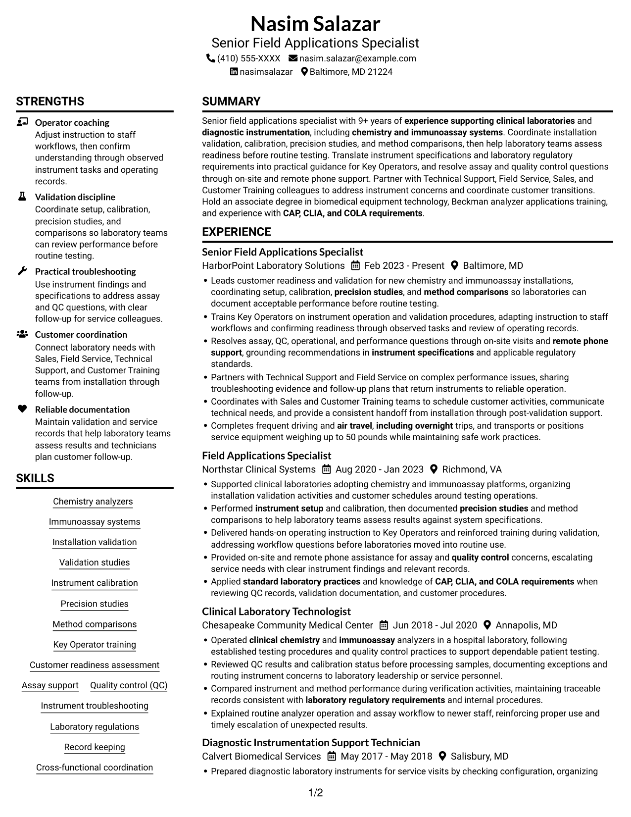 Resume example — page 1