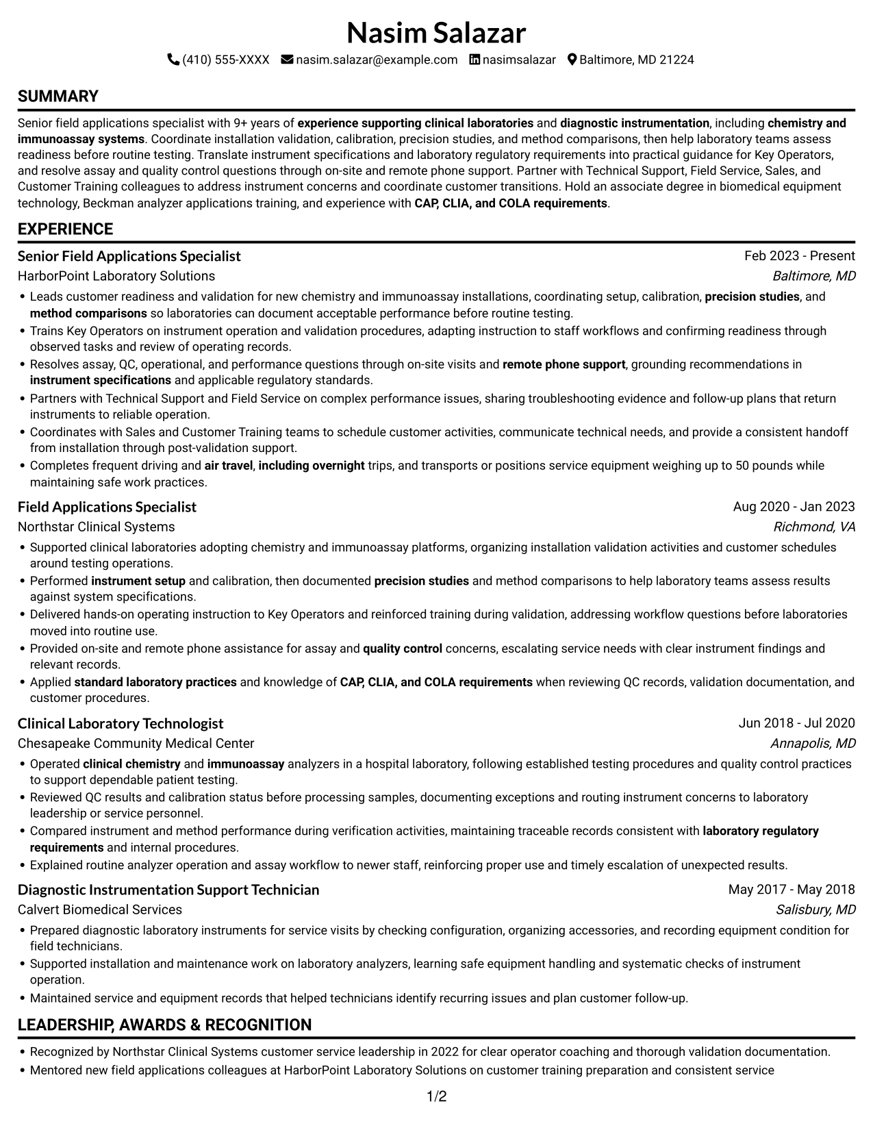 Resume example — page 1