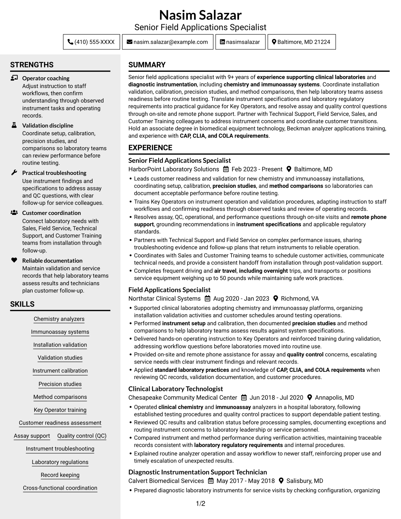 Resume example — page 1