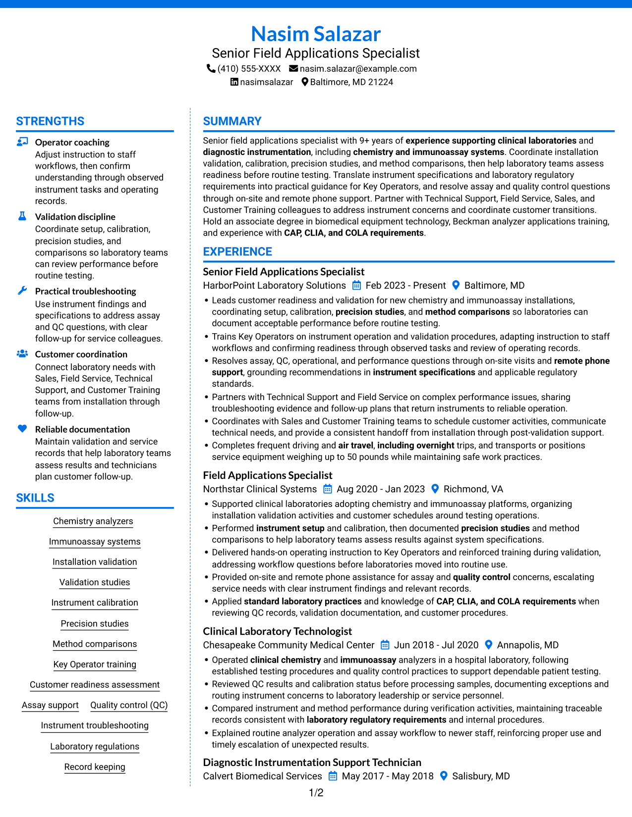 Resume example — page 1