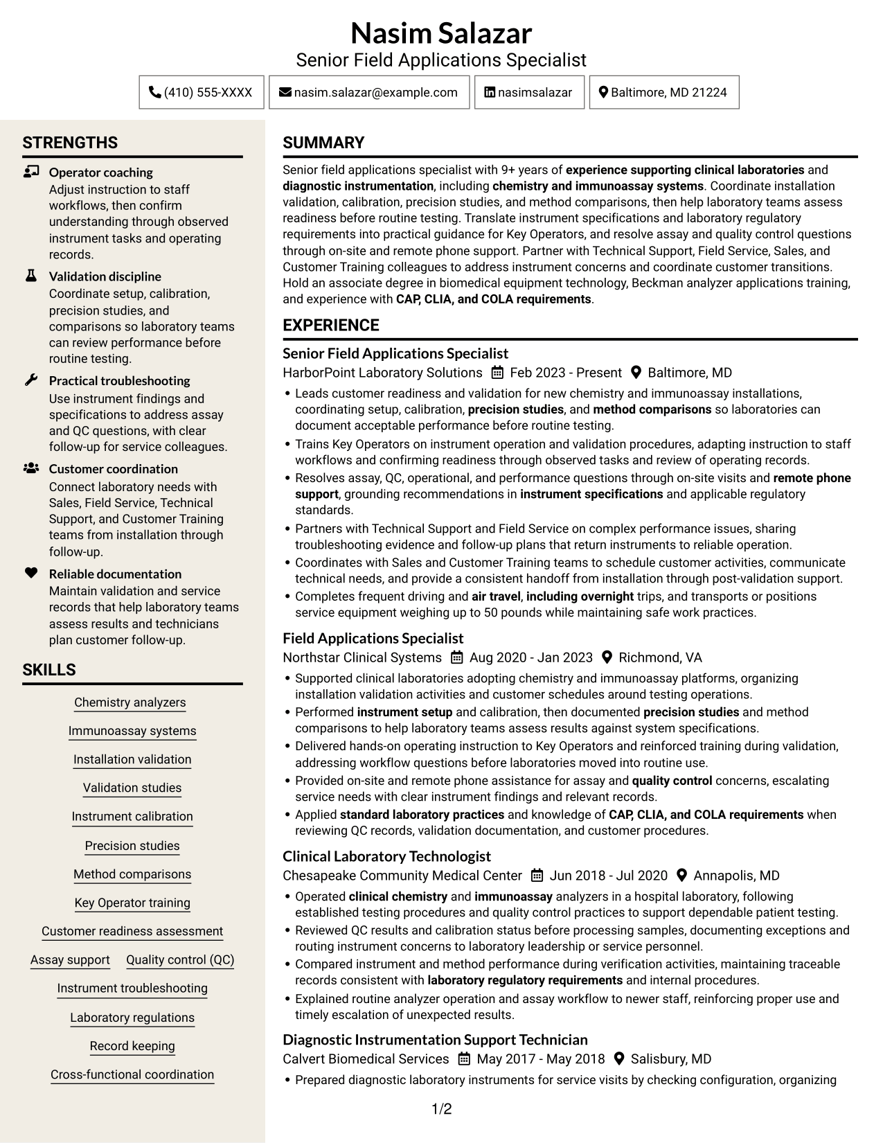Resume example — page 1