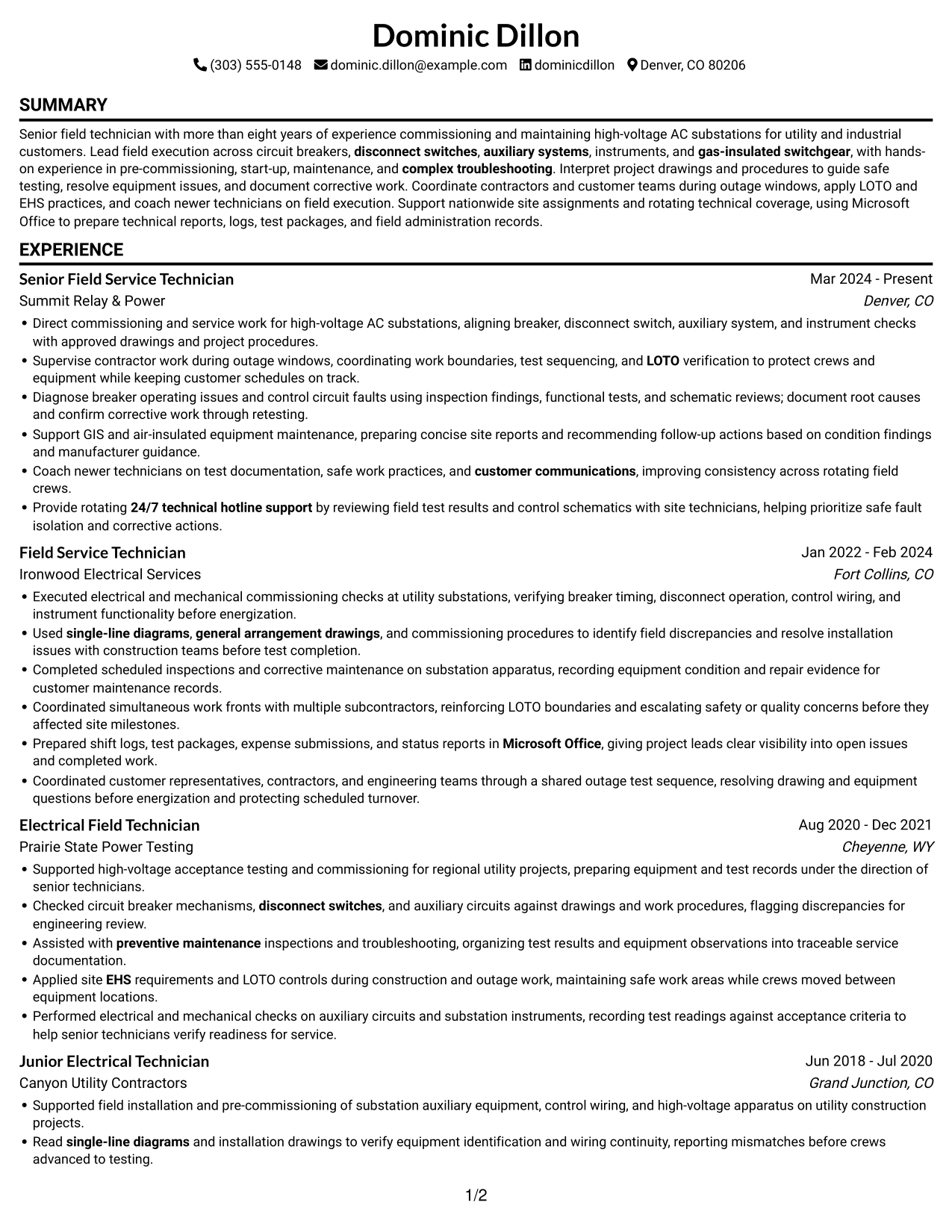 Resume example — page 1