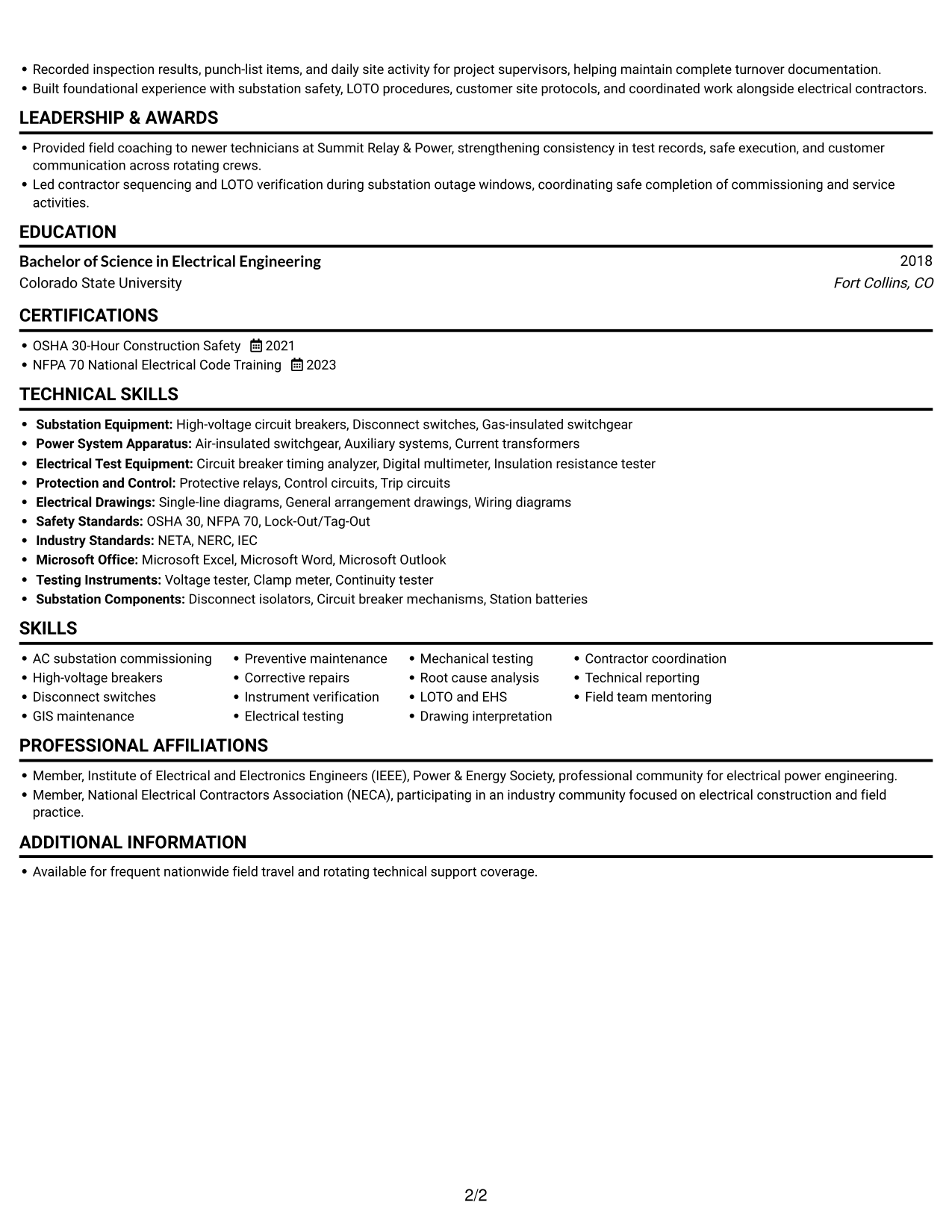 Resume example — page 2