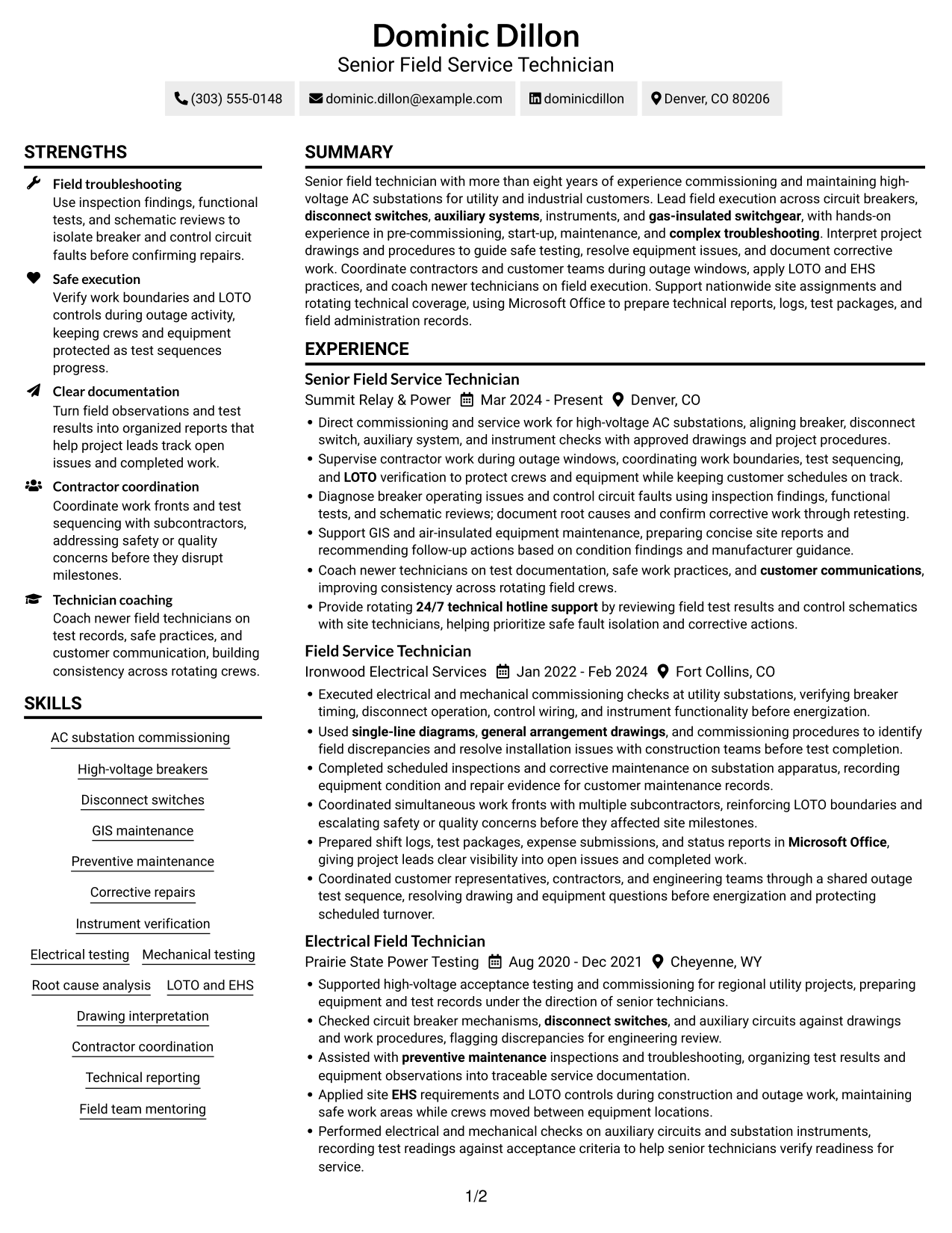 Resume example — page 1