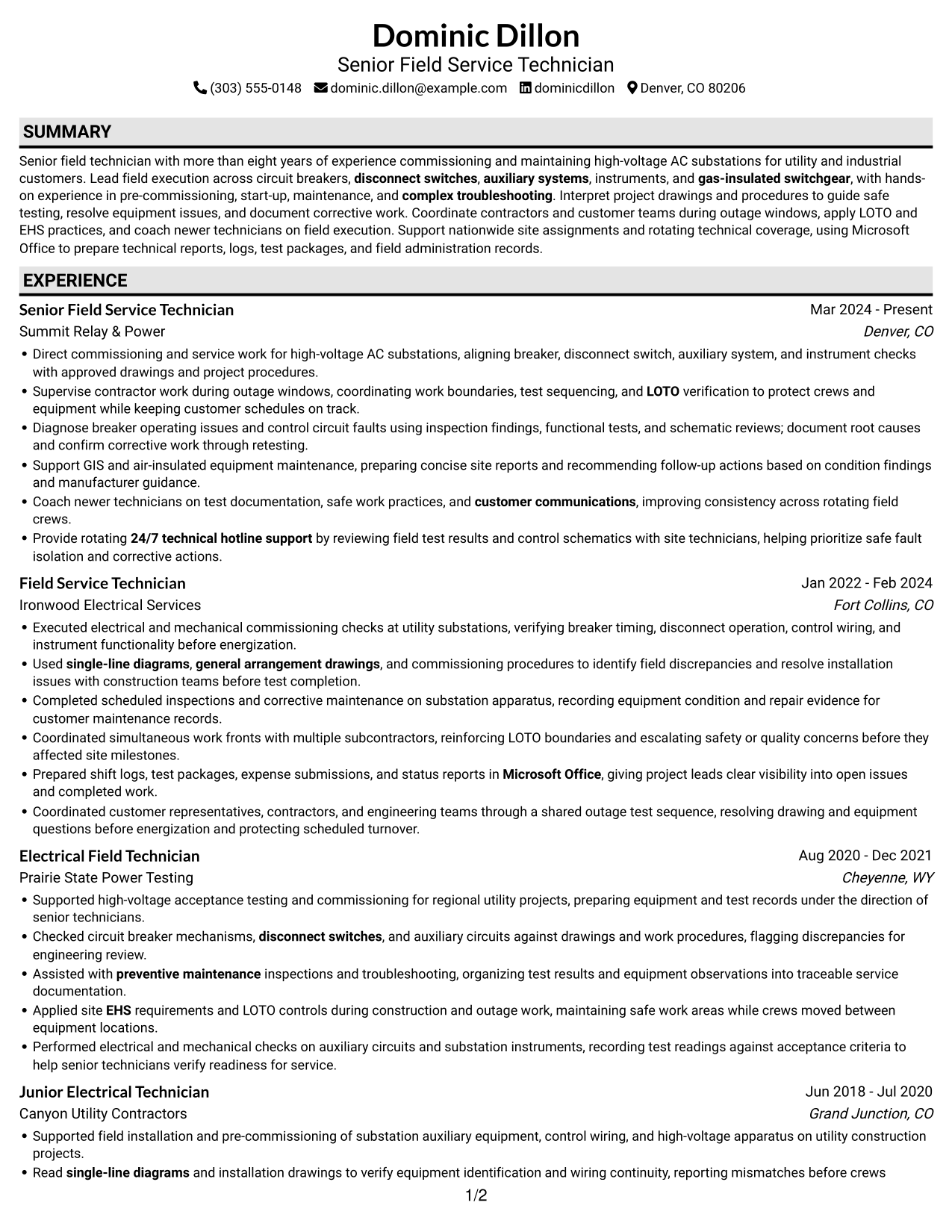 Resume example — page 1
