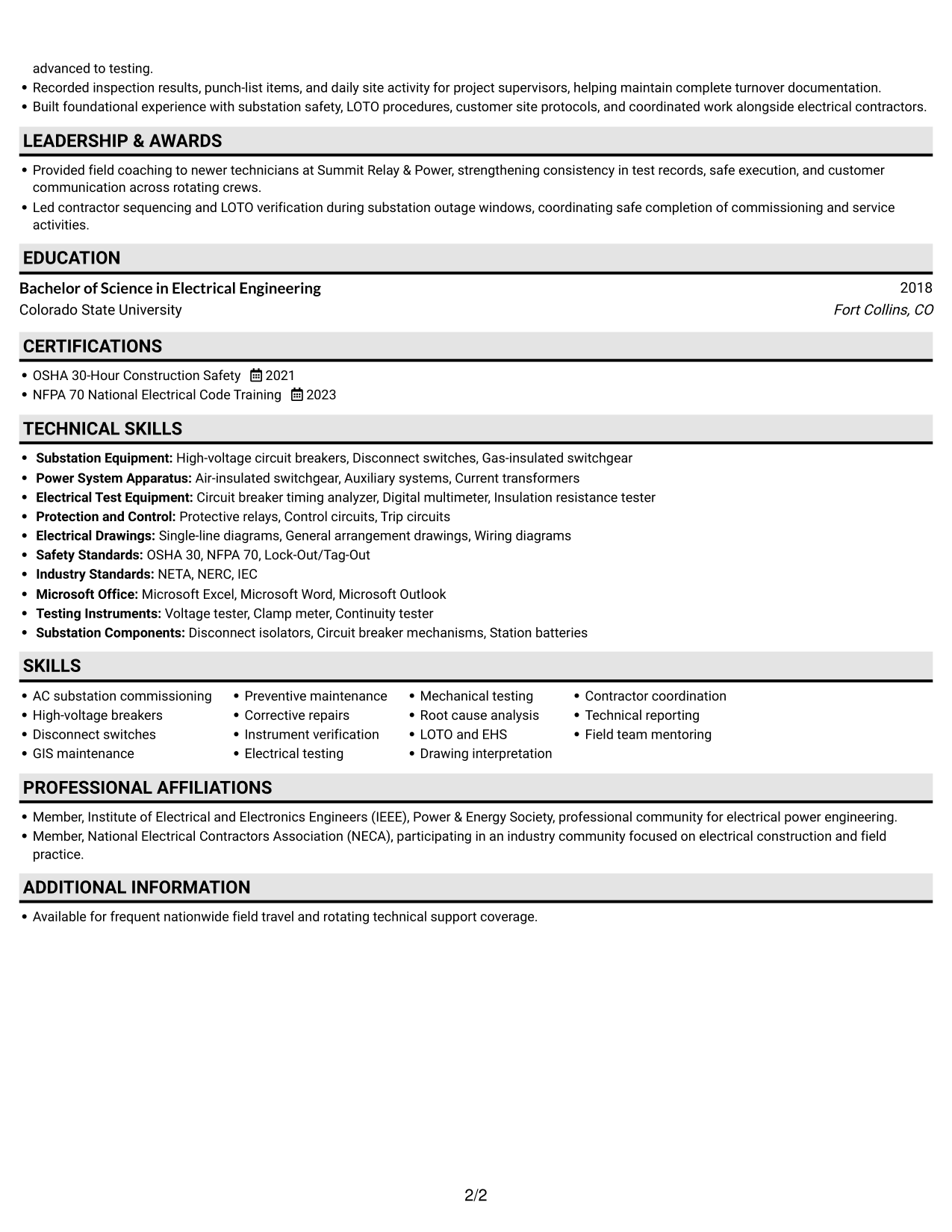 Resume example — page 2