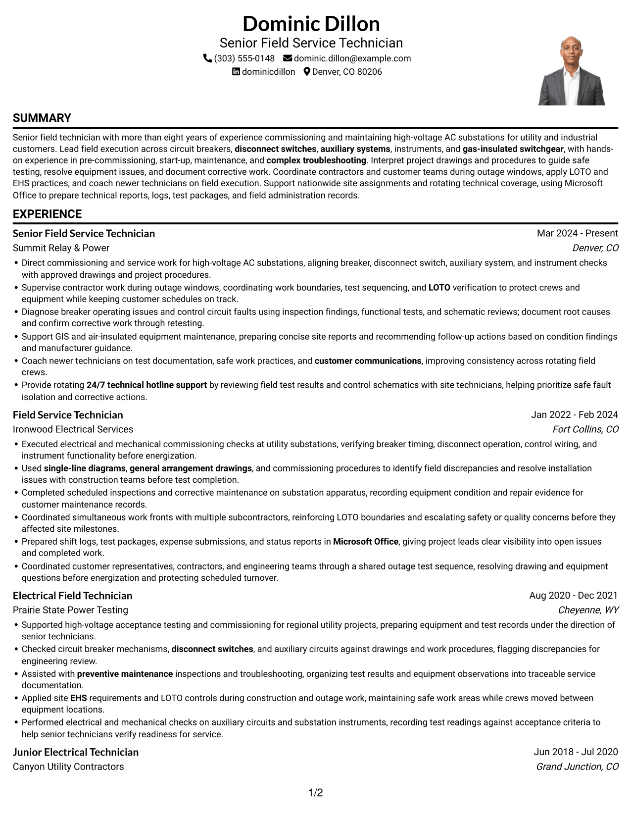 Resume example — page 1