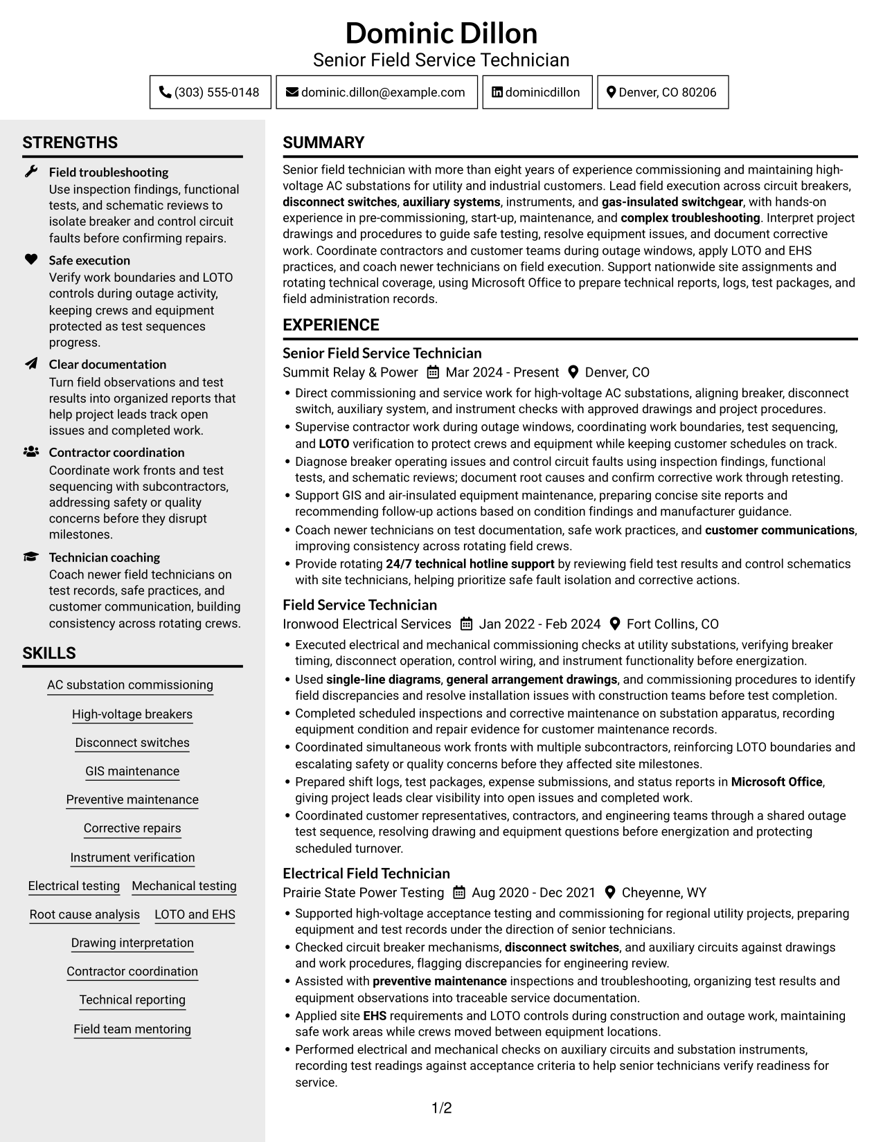 Resume example — page 1