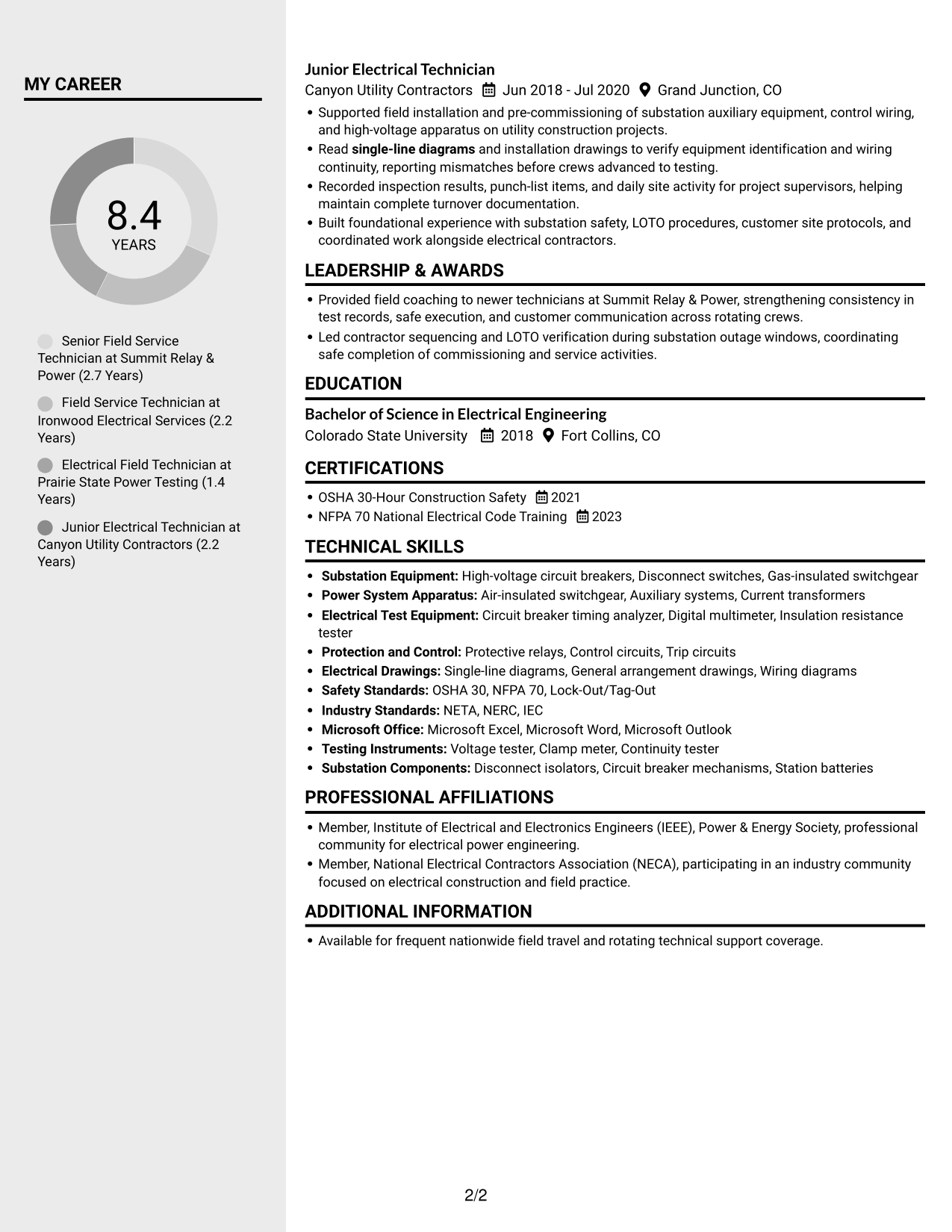 Resume example — page 2