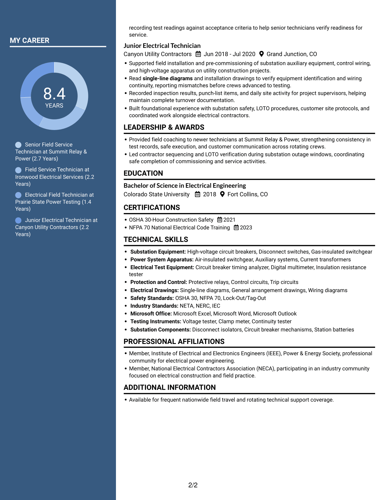 Resume example — page 2