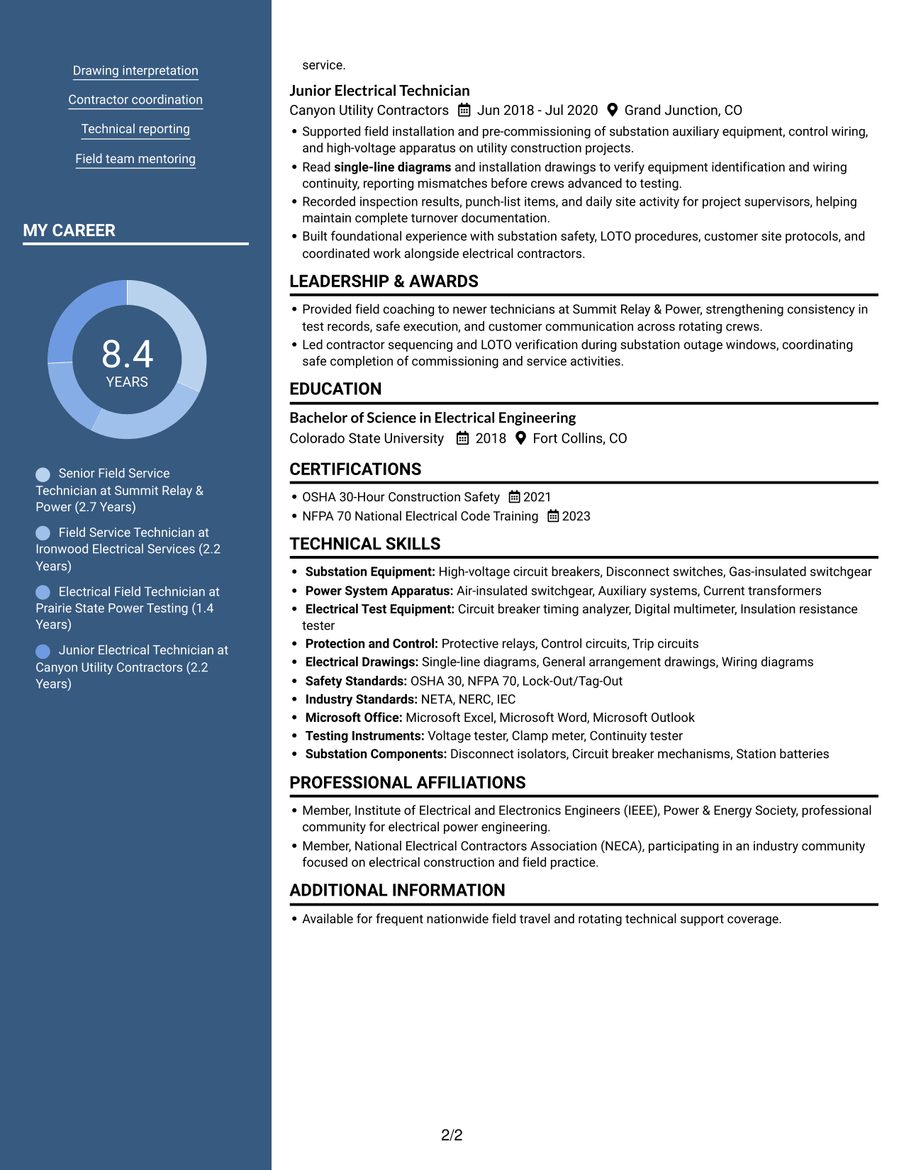 Resume example — page 2