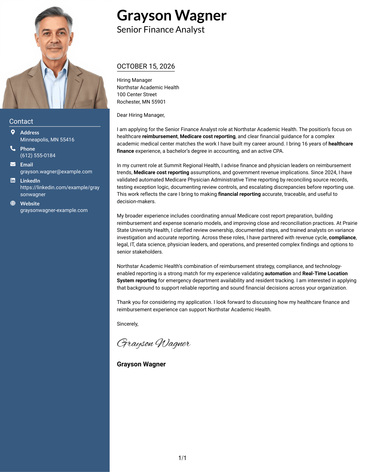 Cover letter example — page 1