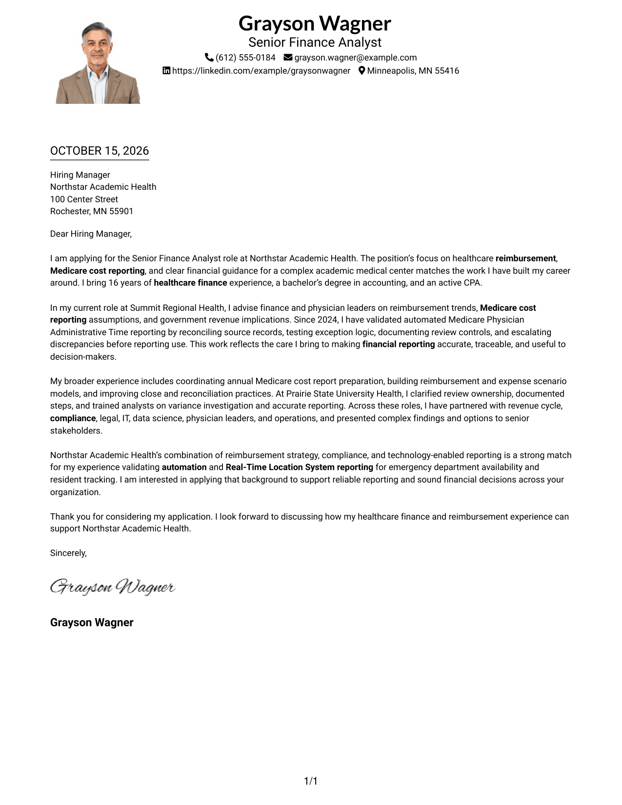 Cover letter example — page 1
