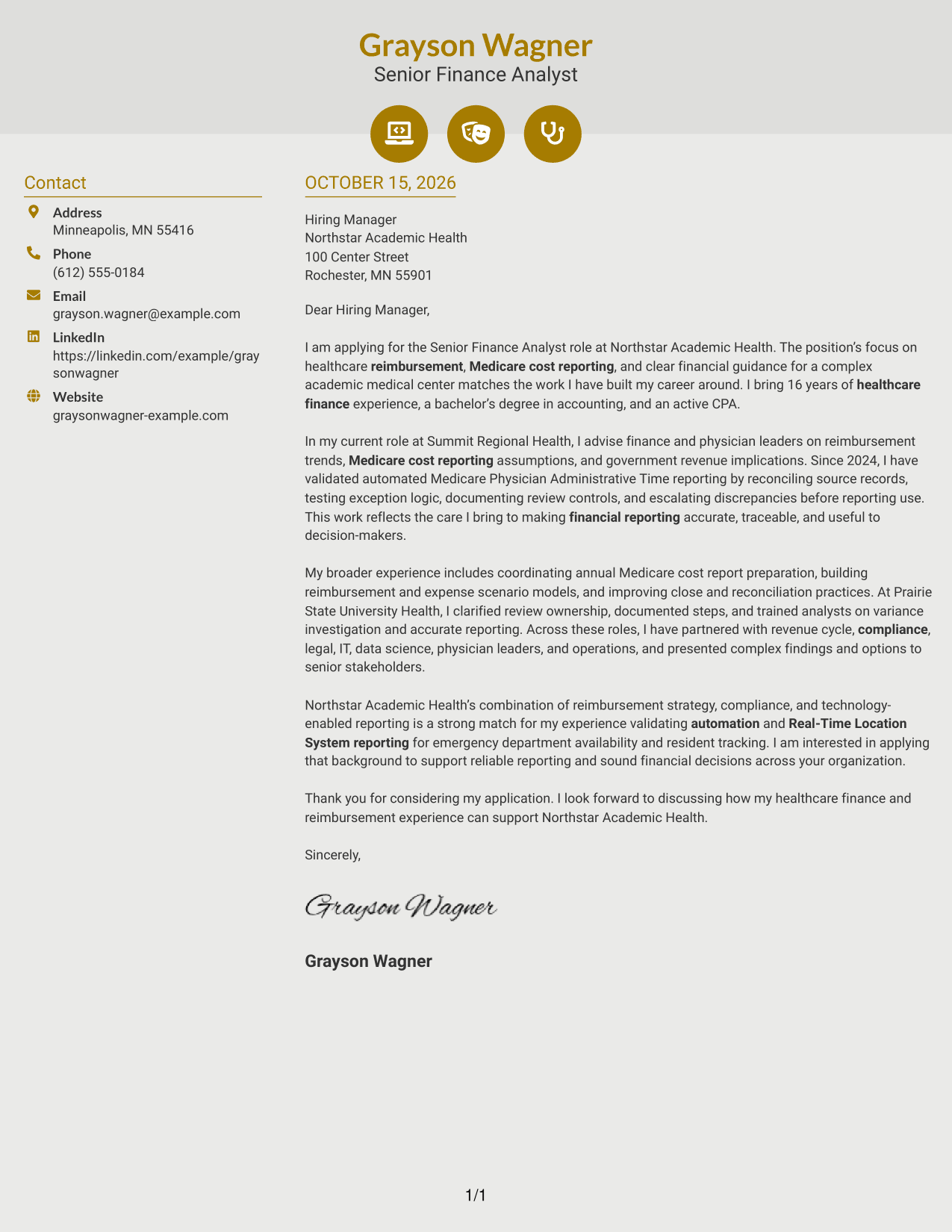 Cover letter example — page 1
