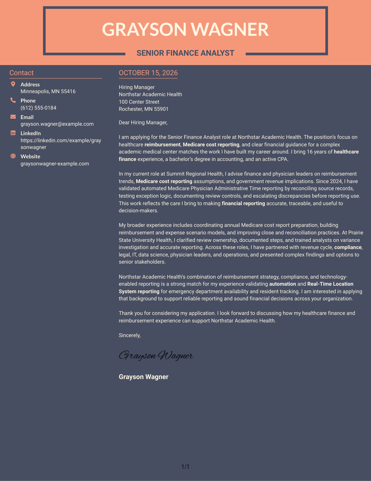 Cover letter example — page 1