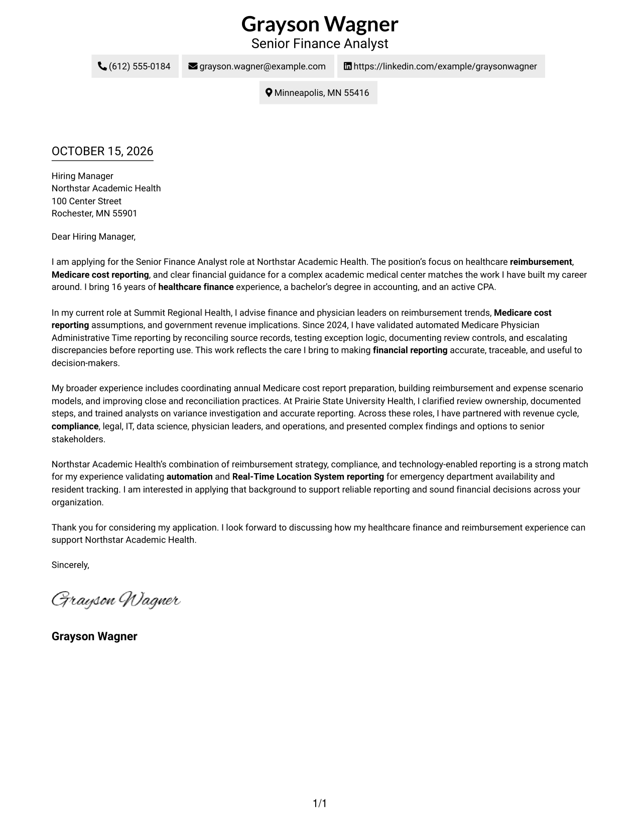Cover letter example — page 1