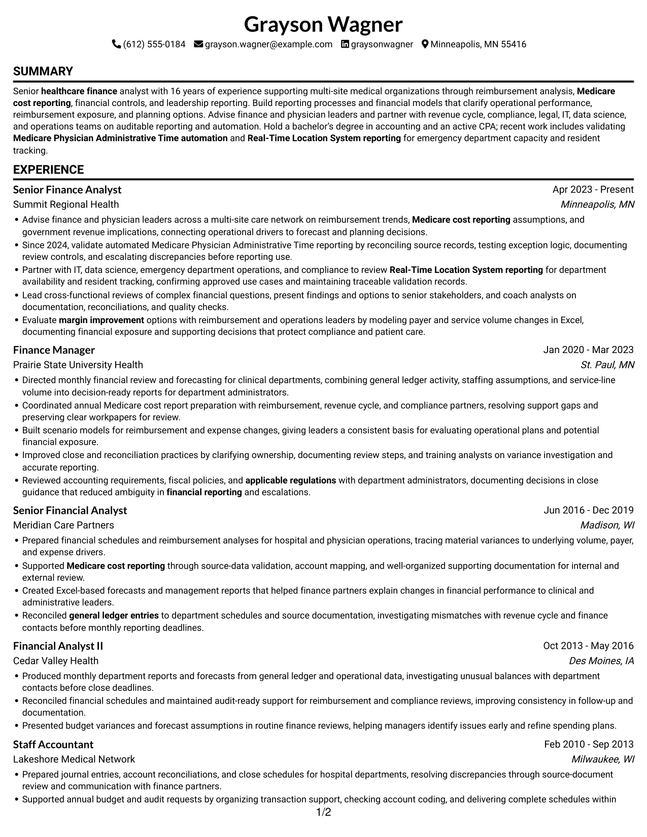 Resume example — page 1