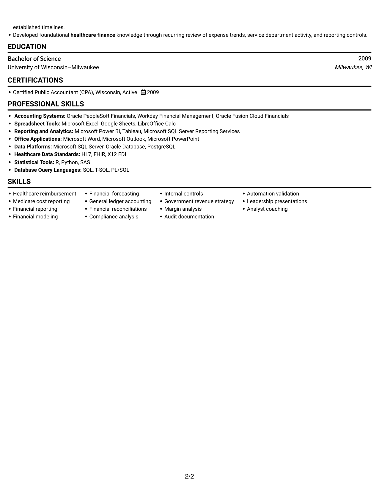Resume example — page 2