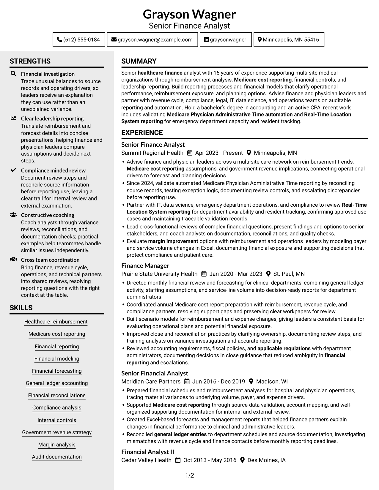 Resume example — page 1