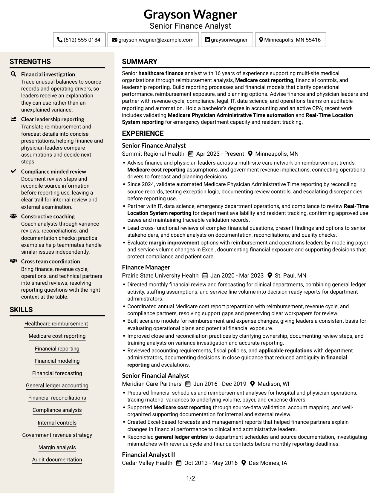 Resume example — page 1