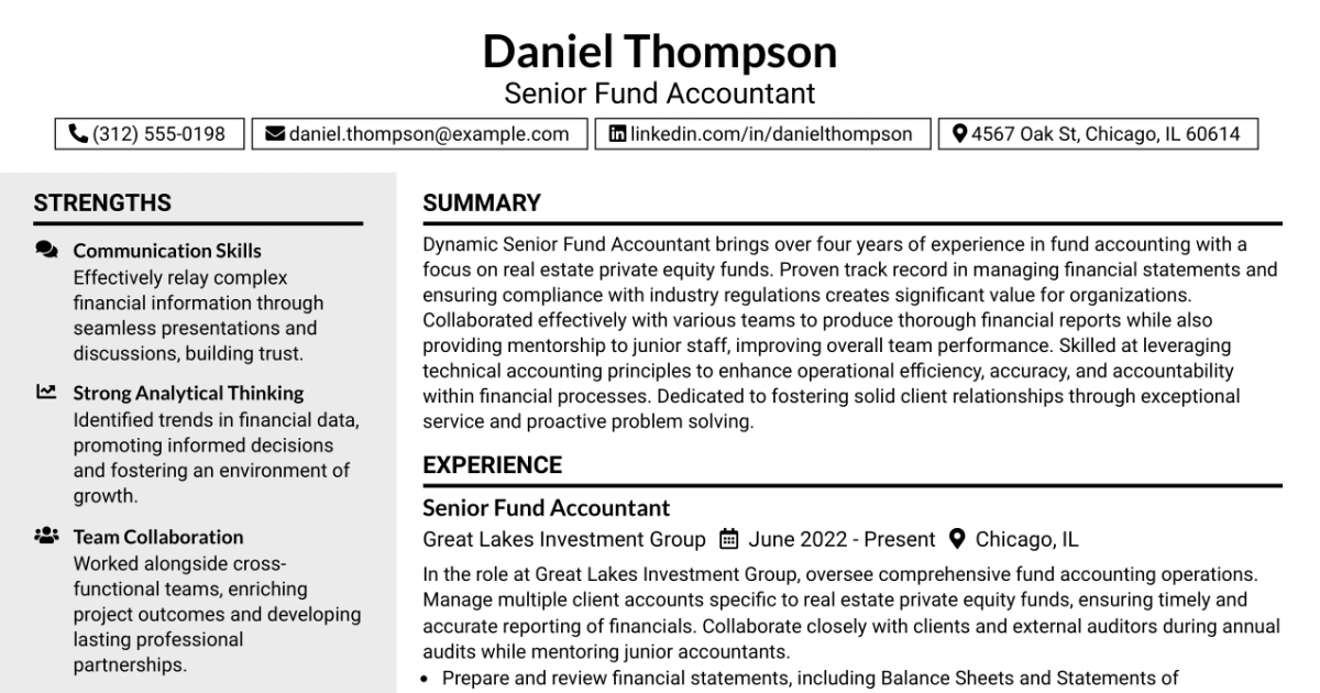 33 Senior Fund Accountant Resume Templates with Example 2026 (ATS-Optimized)