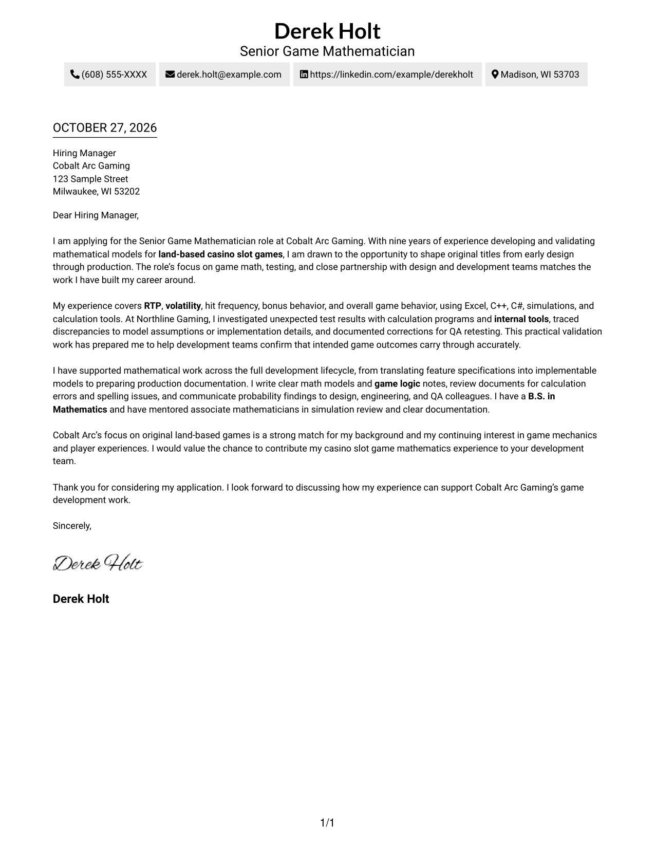 Cover letter example — page 1