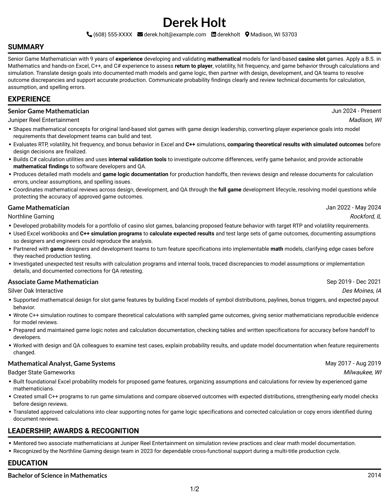 Resume example — page 1