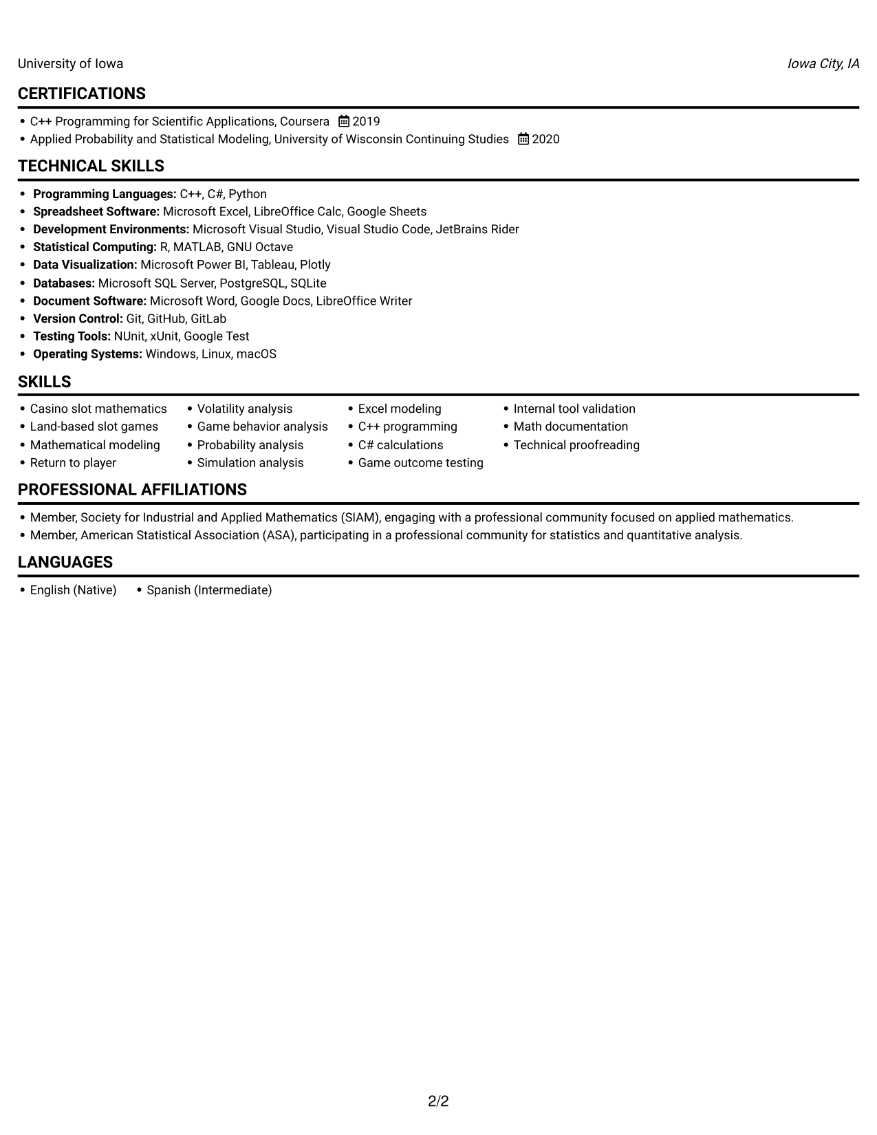 Resume example — page 2