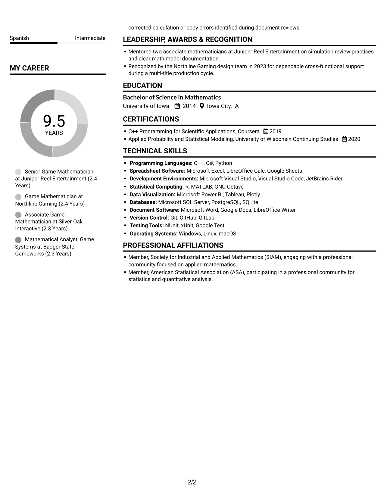 Resume example — page 2