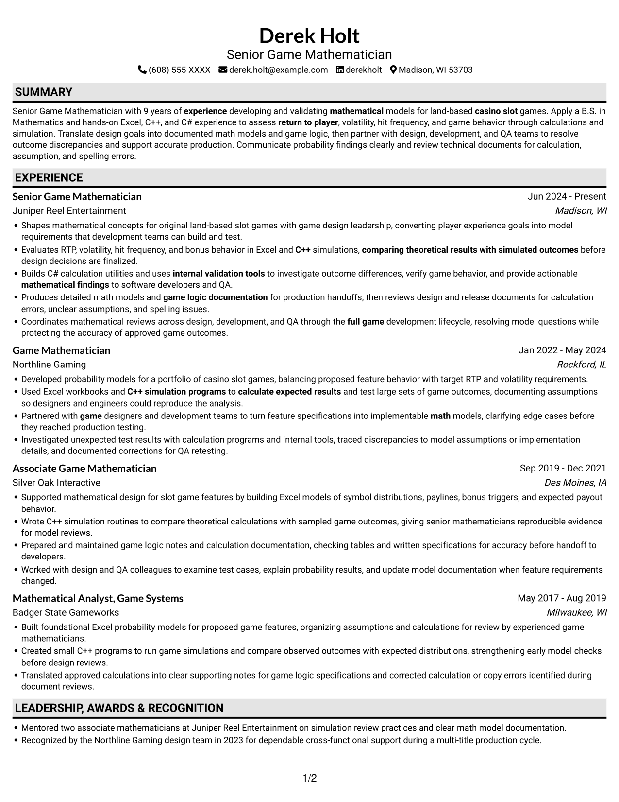 Resume example — page 1