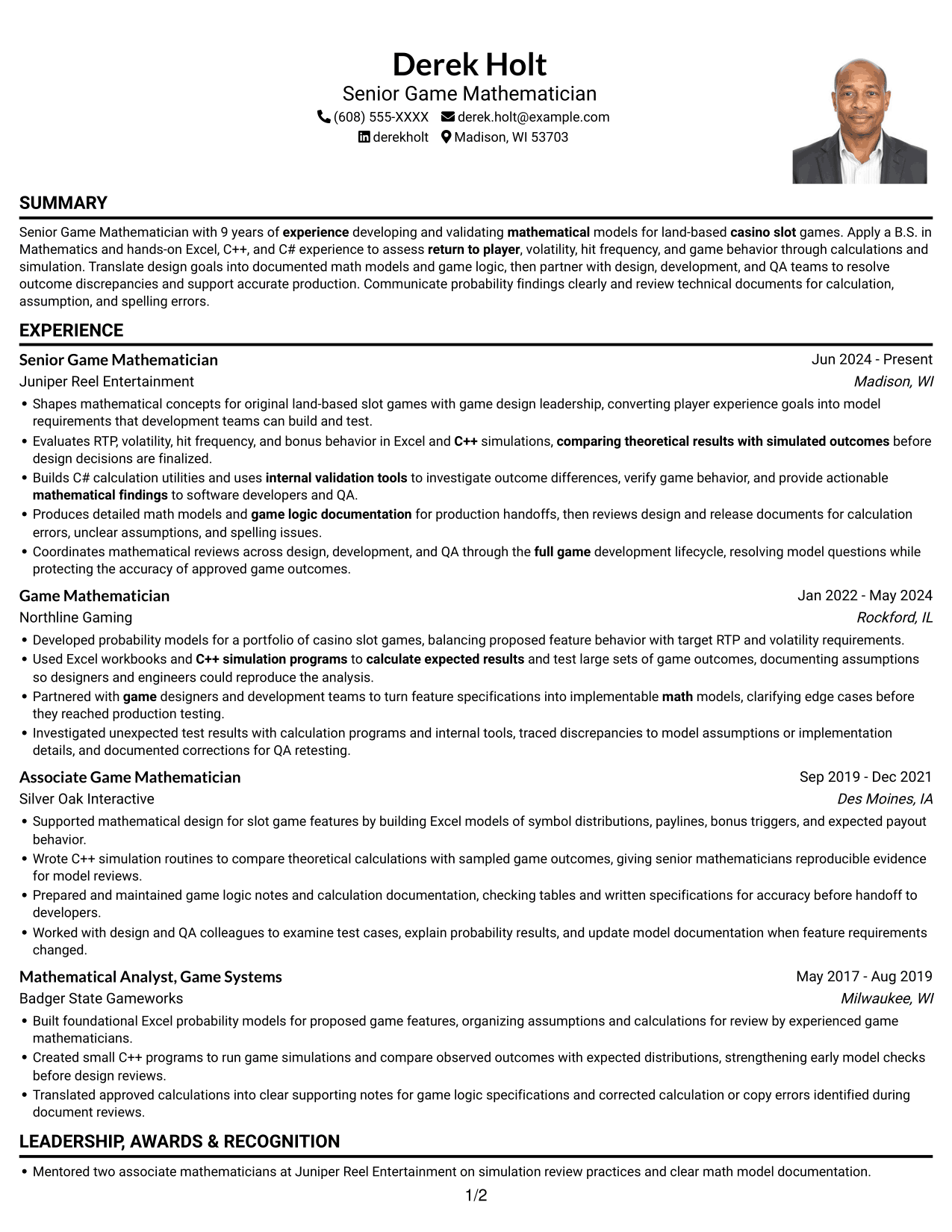 Resume example — page 1