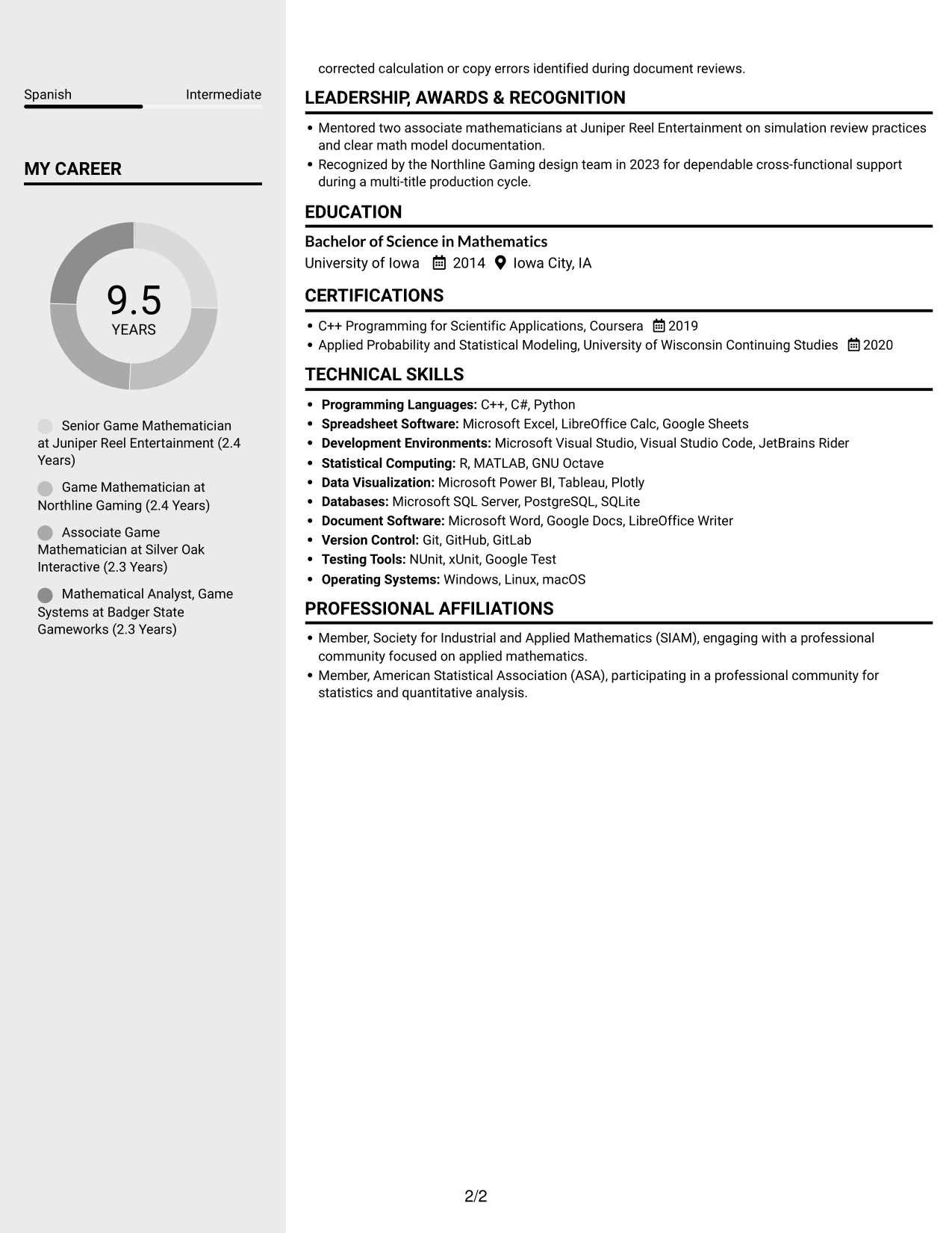 Resume example — page 2