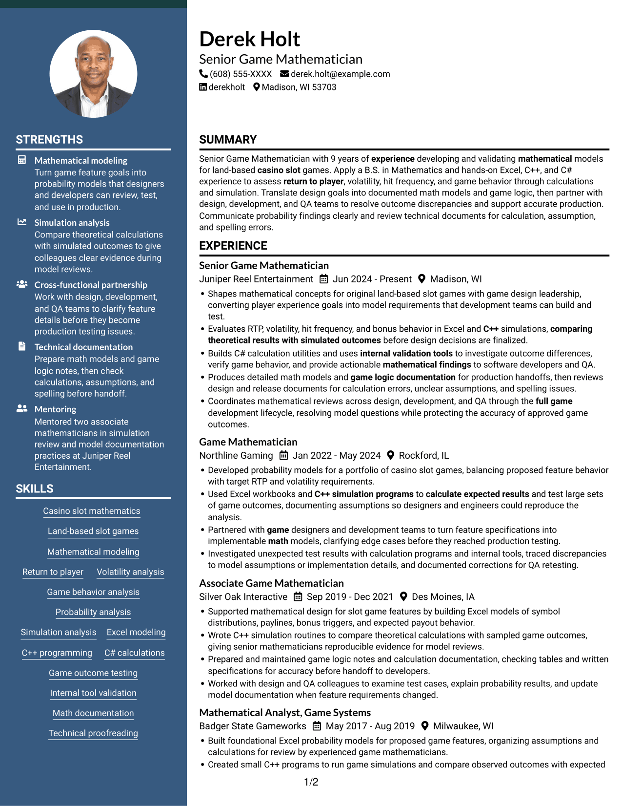 Resume example — page 1